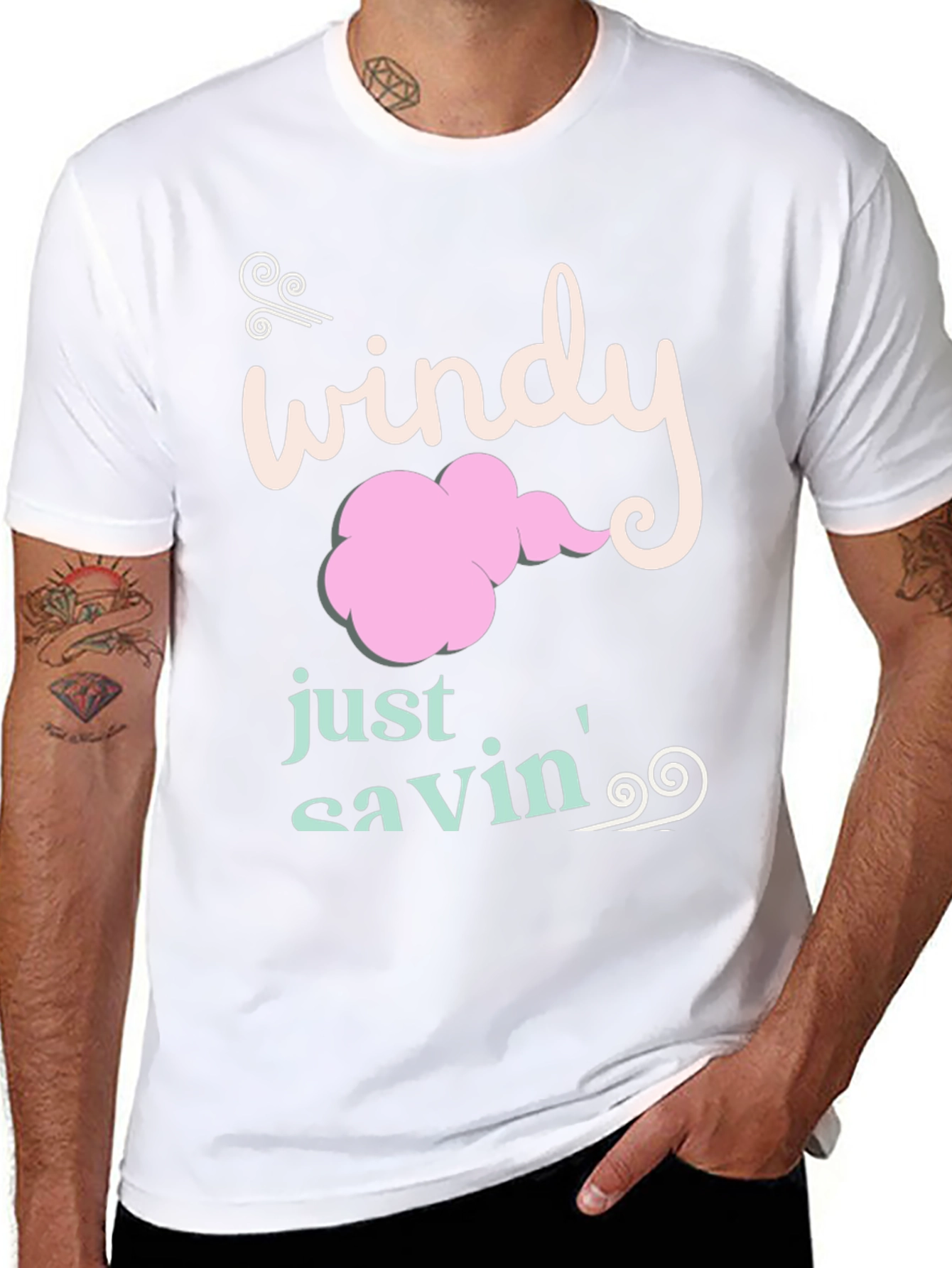 Windy Just Savin Black Cotton Graphic Tee