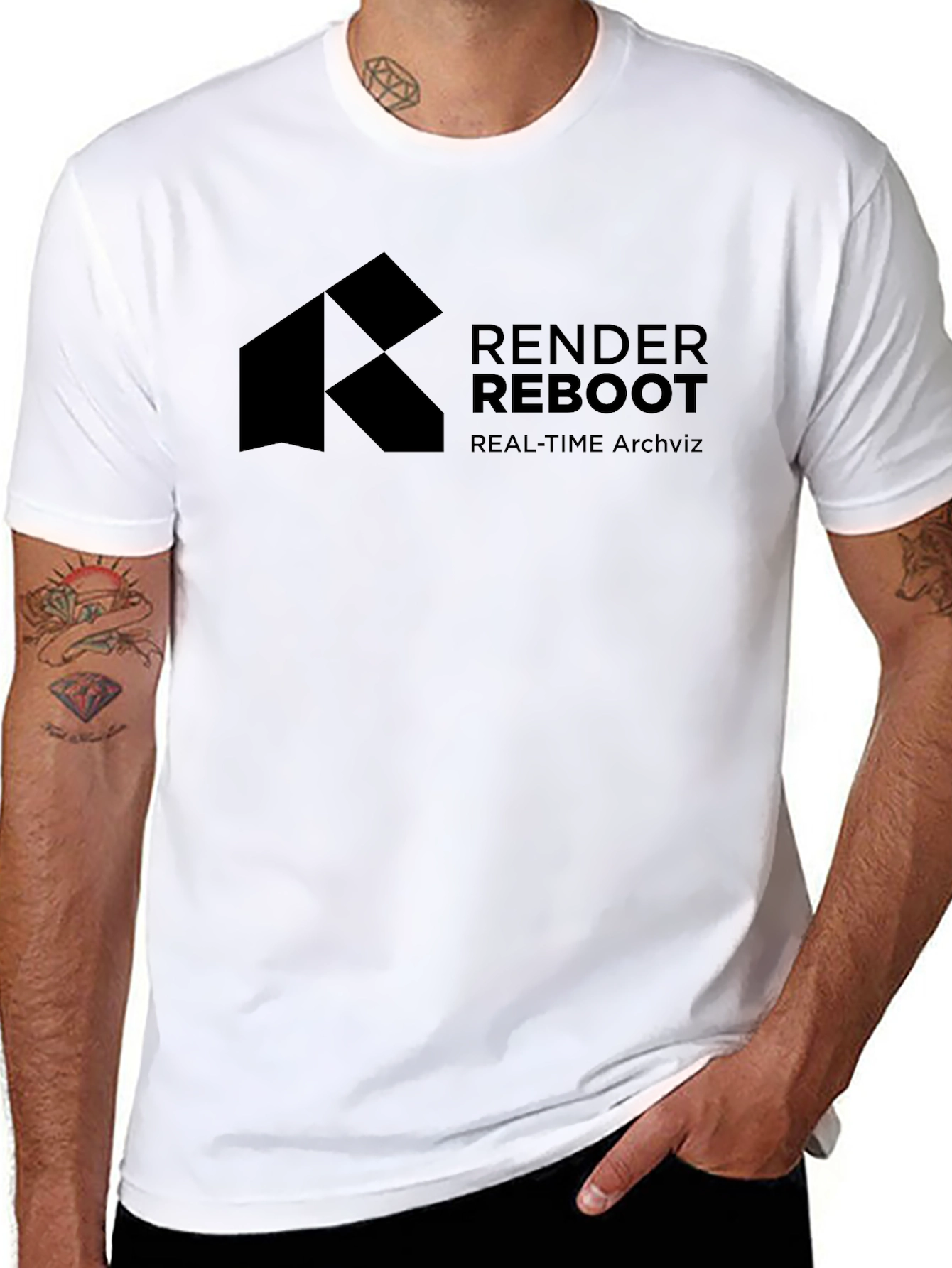 Render Reboot Black T-Shirt - Real-Time Archviz Apparel