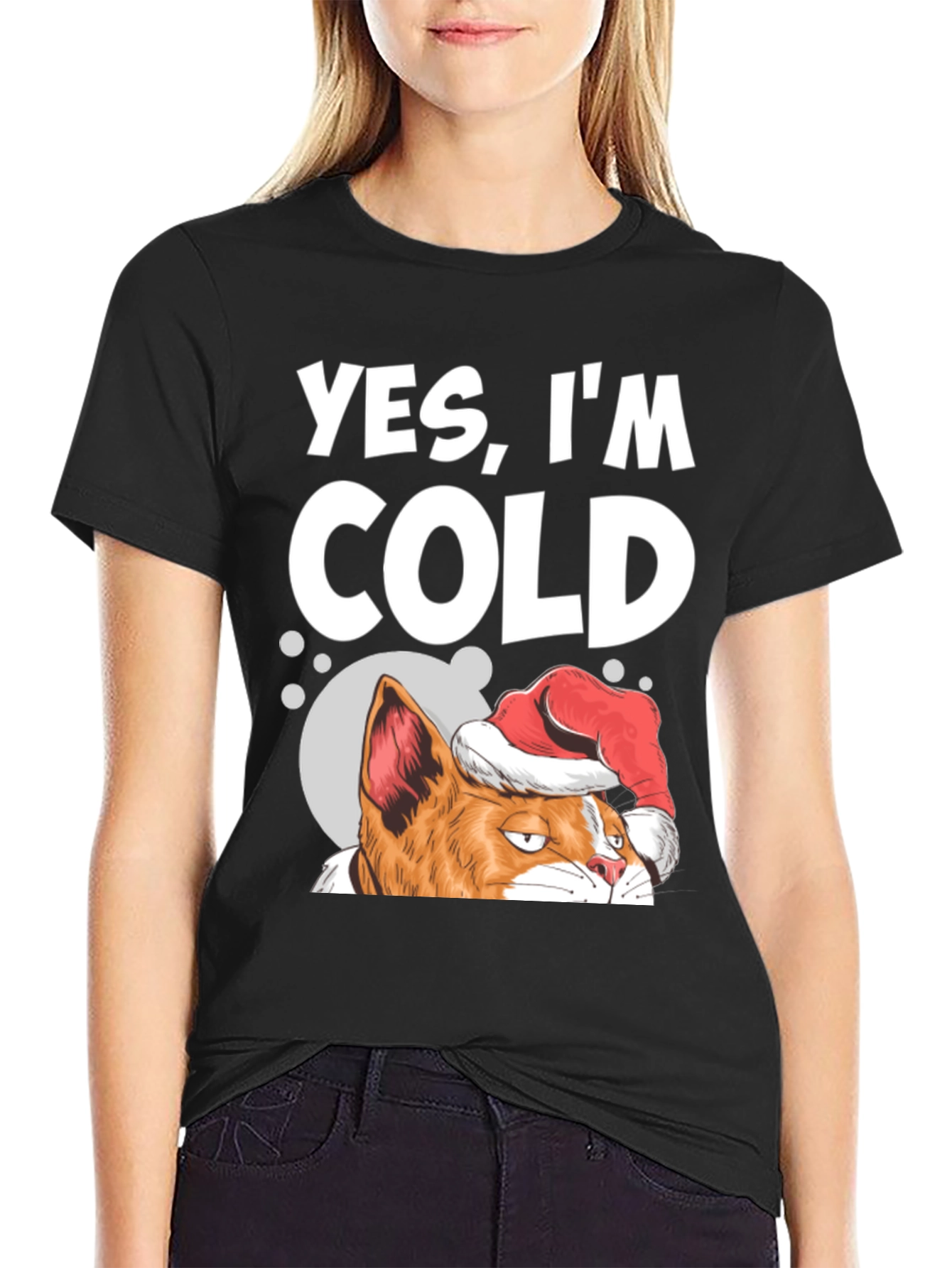 Yes Im Cold Cat Christmas T-Shirt