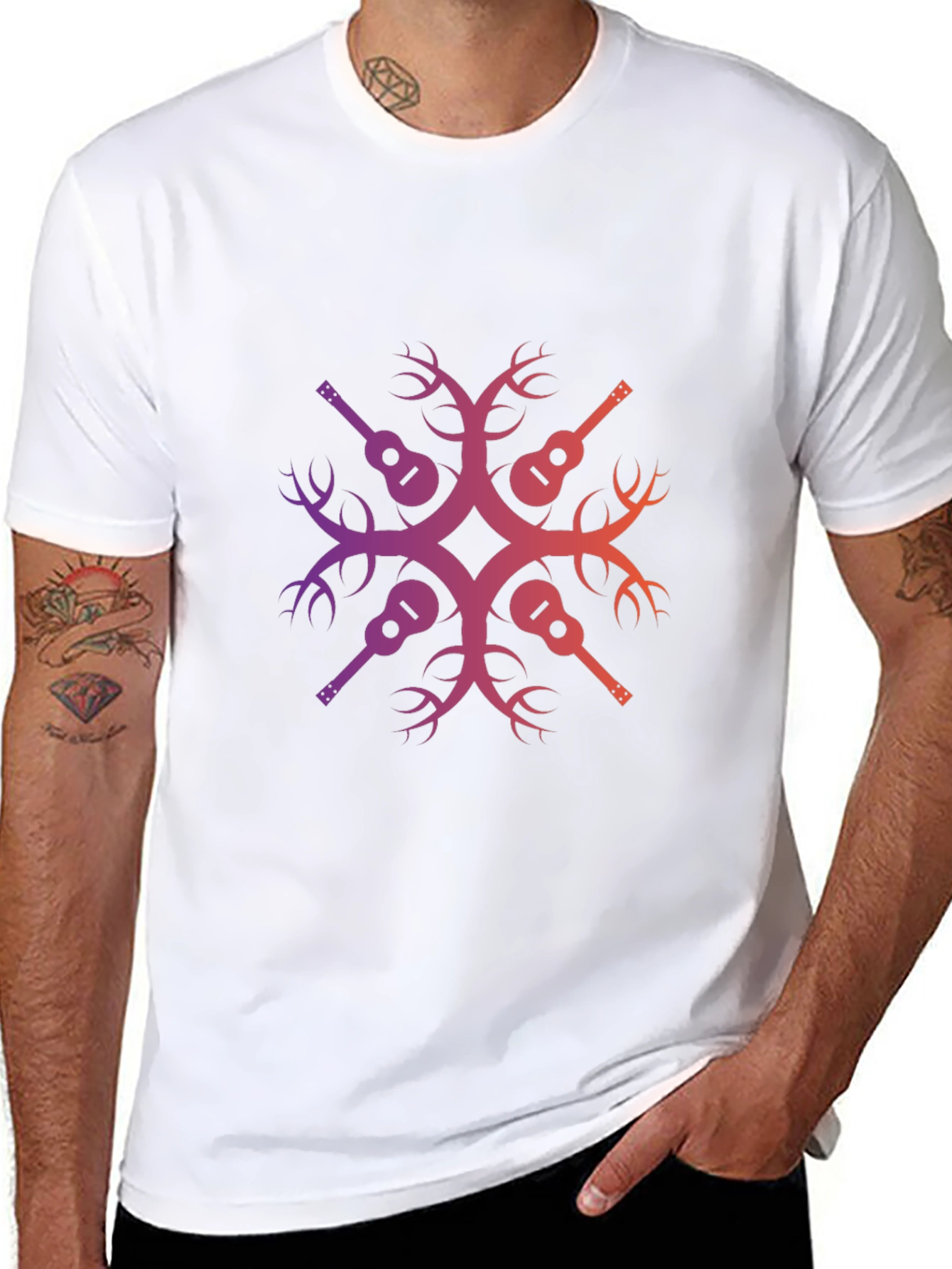 Guitar Tree Graphic T-Shirt - Black