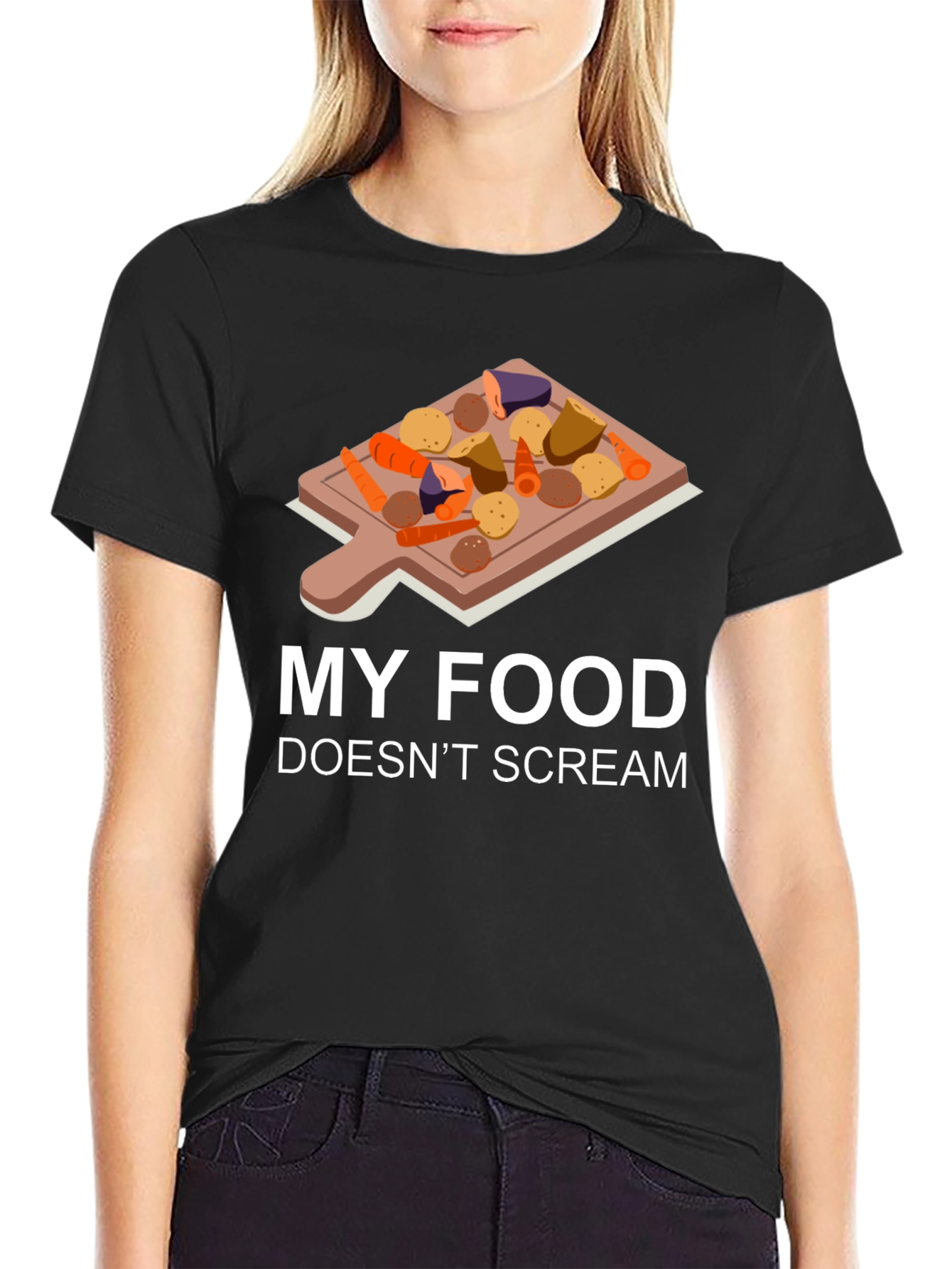 My Food Doesnt Scream T-Shirt Vegan Humor Tee