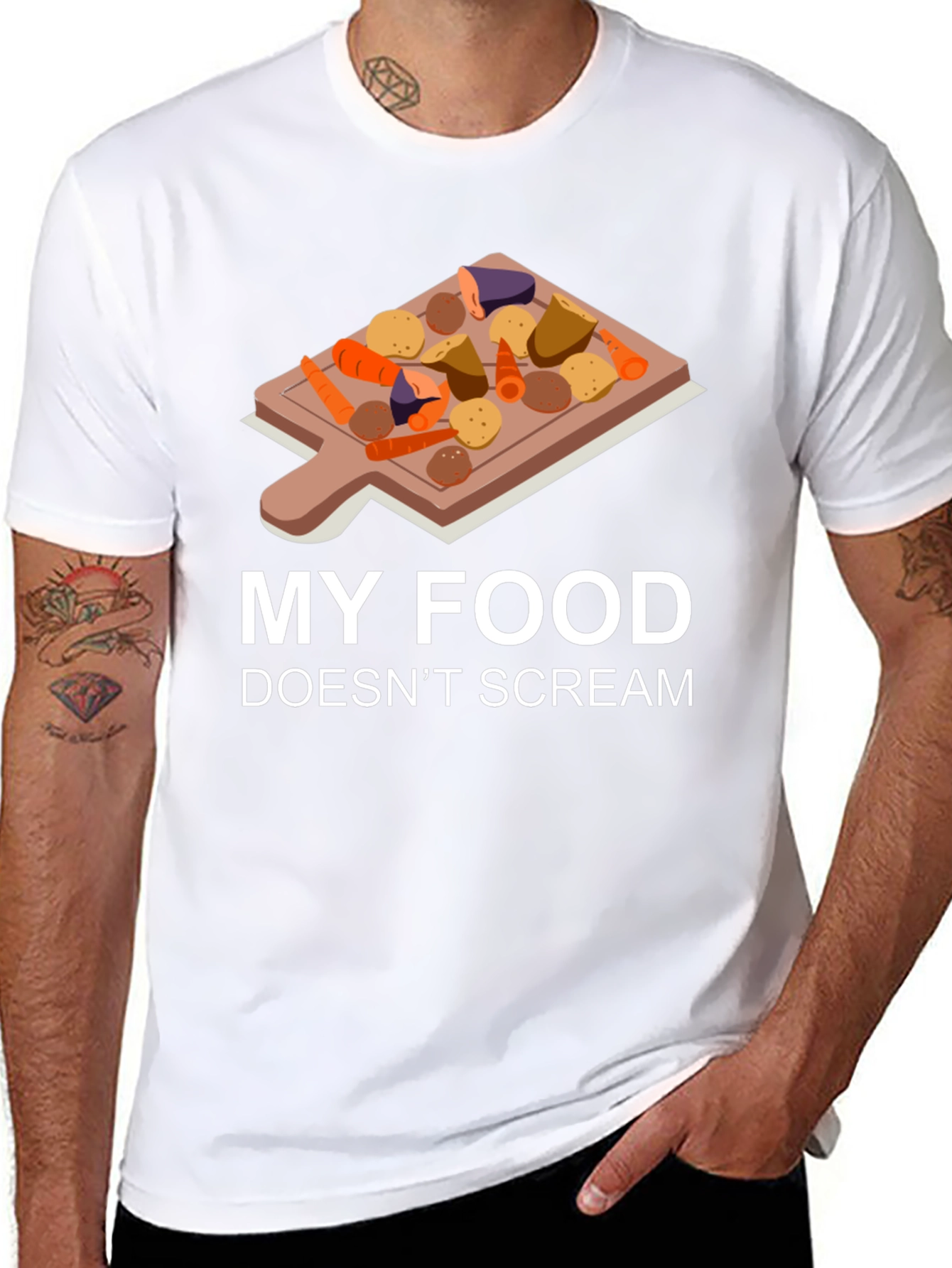 My Food Doesnt Scream T-Shirt Vegan Humor Tee