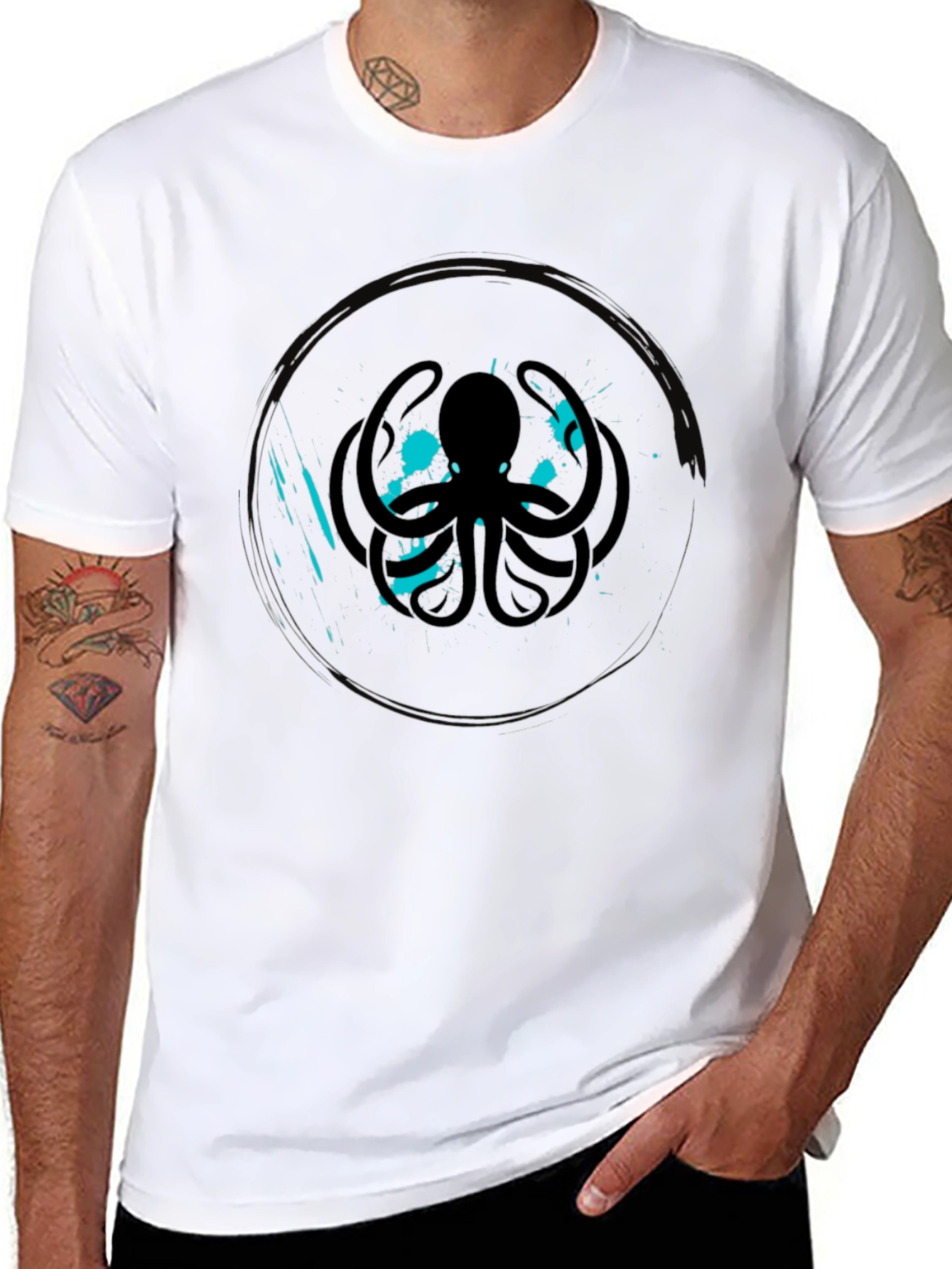 Octopus Graphic Tee - Cool Black Cotton T-Shirt