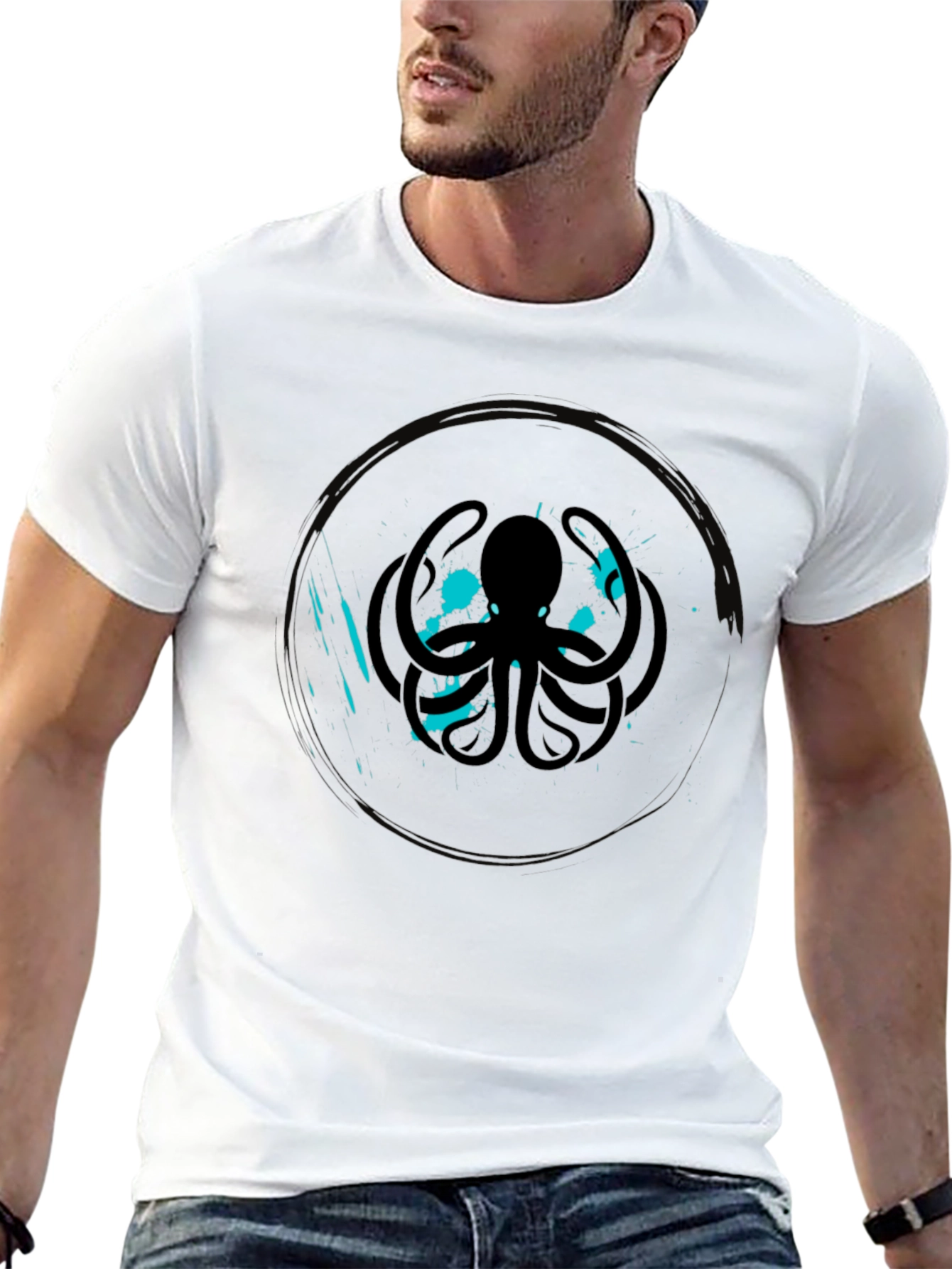 Octopus Graphic Tee - Cool Black Cotton T-Shirt