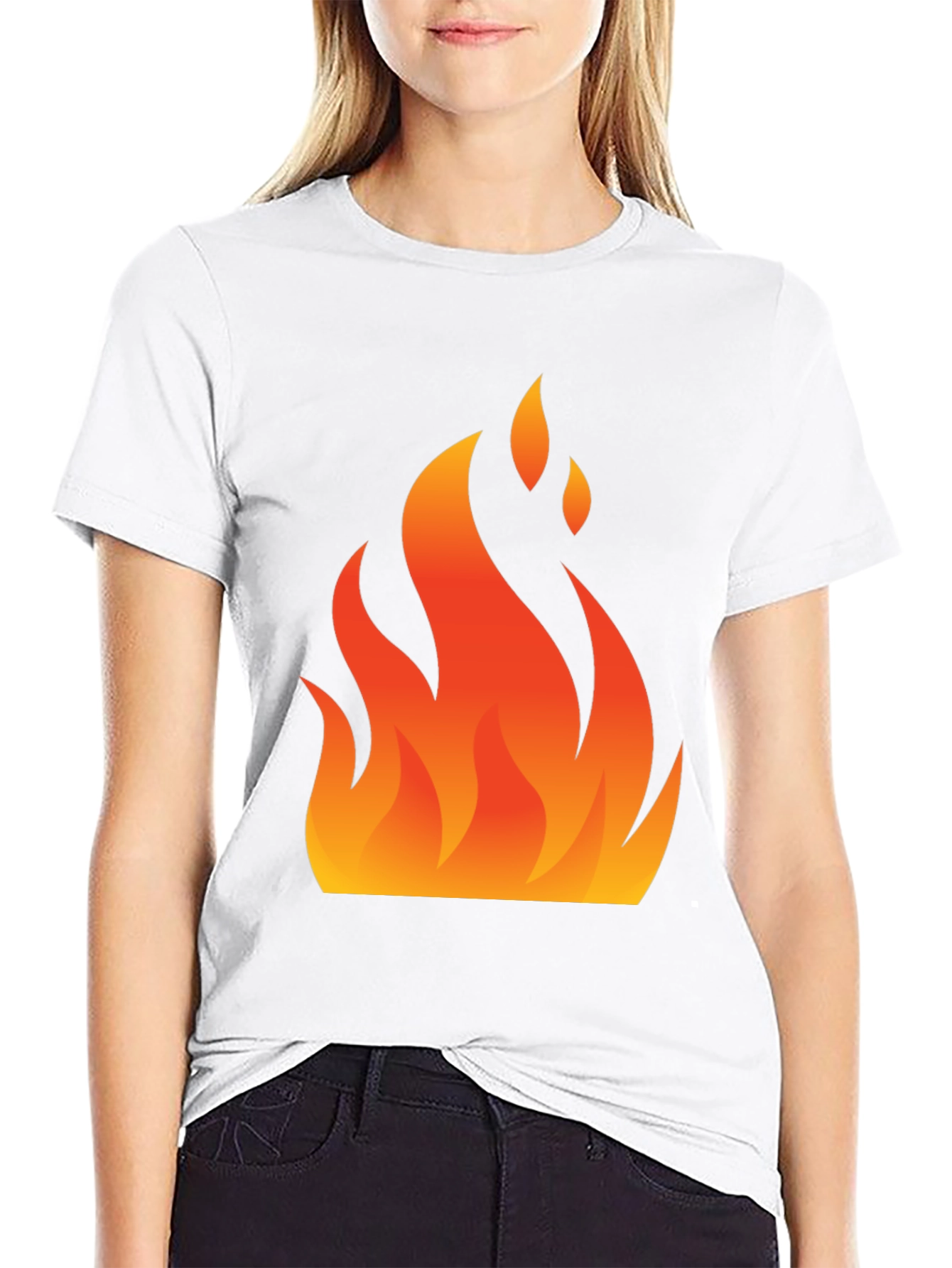 Flaming Hot Graphic Tee - Black Cotton Blend Shirt