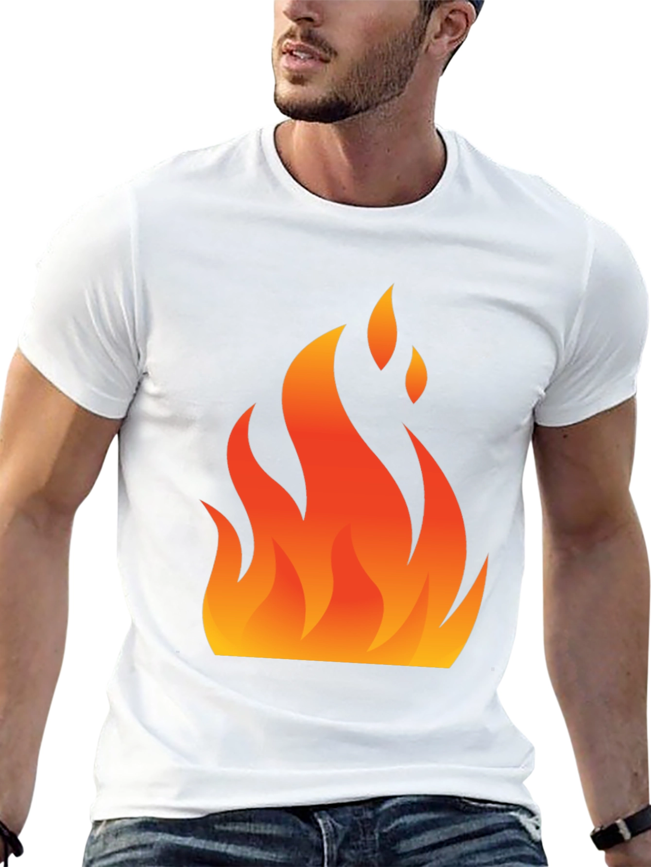 Flaming Hot Graphic Tee - Black Cotton Blend Shirt
