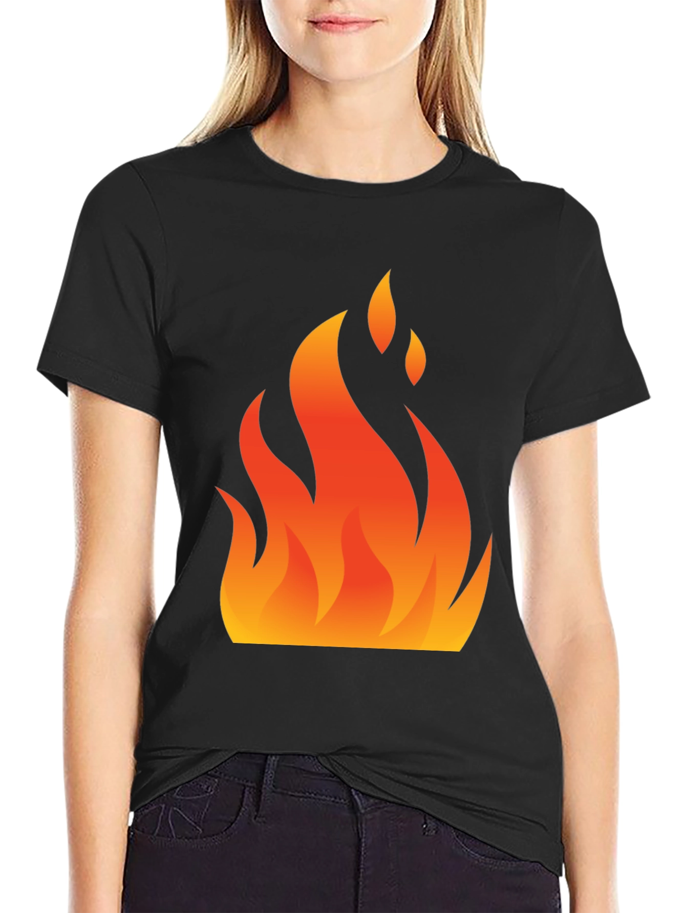 Flaming Hot Graphic Tee - Black Cotton Blend Shirt