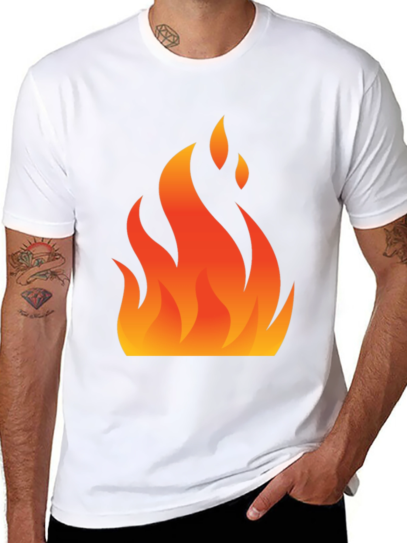 Flaming Hot Graphic Tee - Black Cotton Blend Shirt