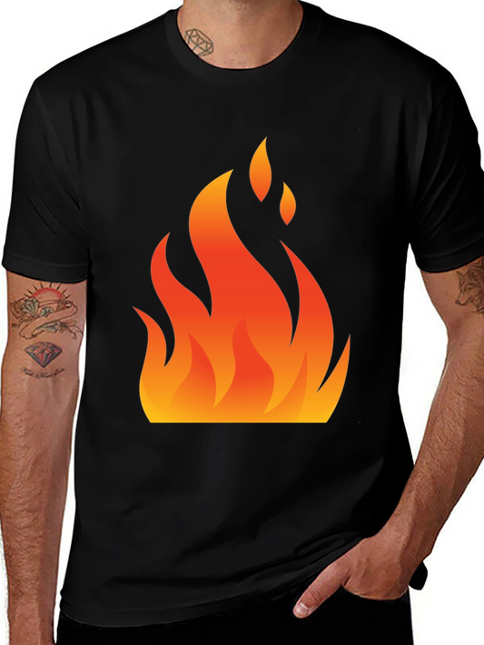 Flaming Hot Graphic Tee - Black Cotton Blend Shirt