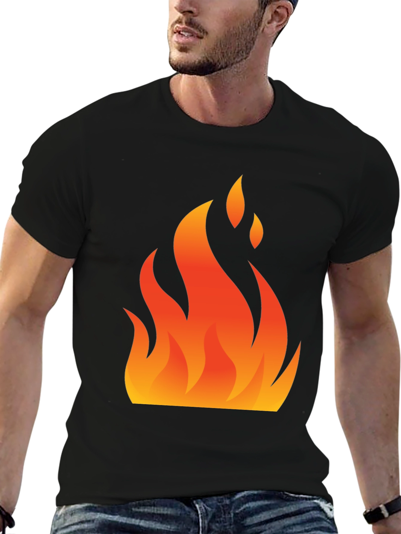 Flaming Hot Graphic Tee - Black Cotton Blend Shirt