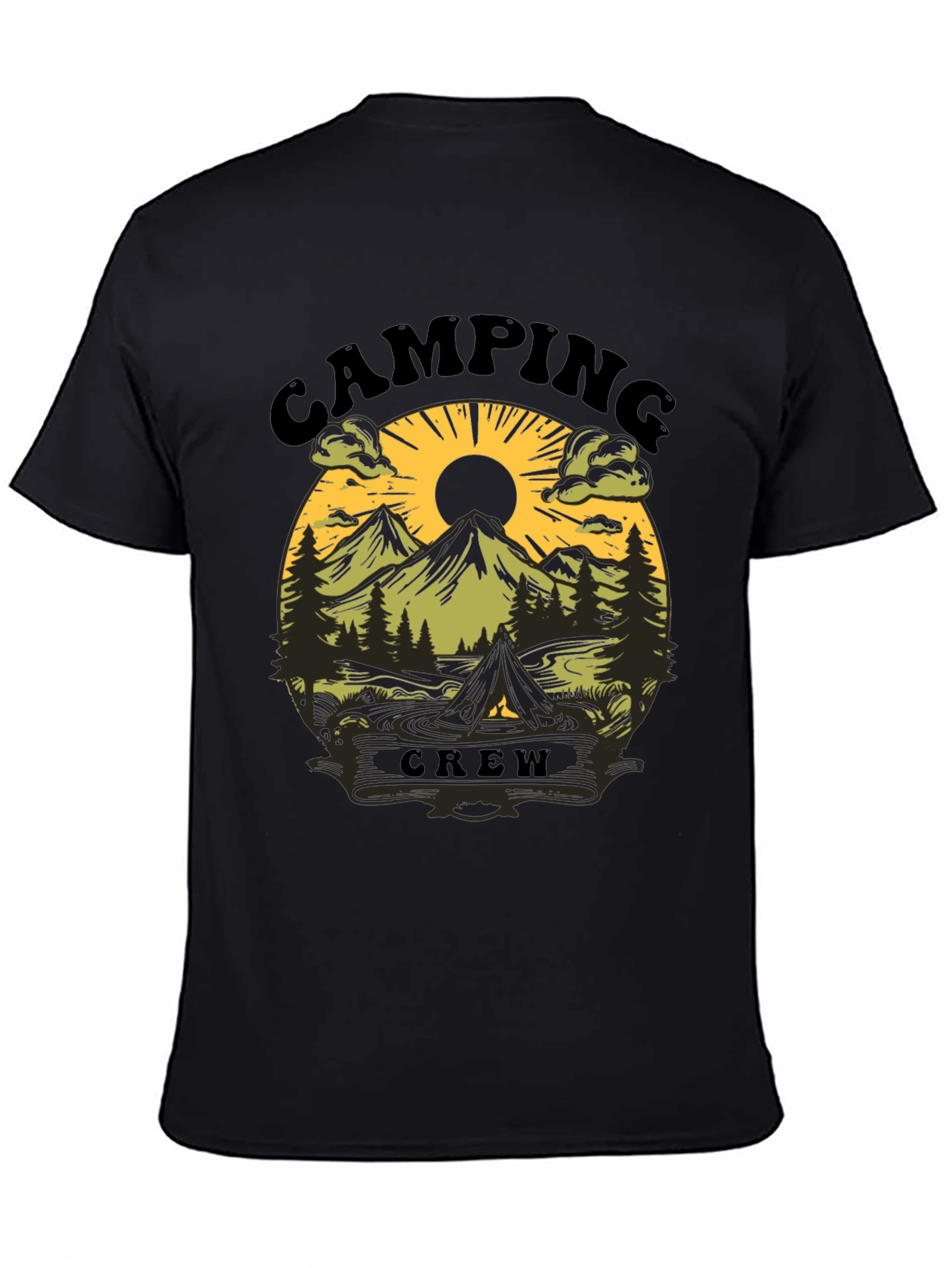 Camping Crew Black Graphic Tee