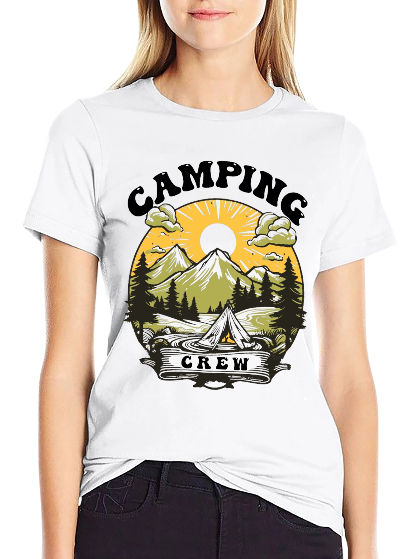 Camping Crew Black Graphic Tee