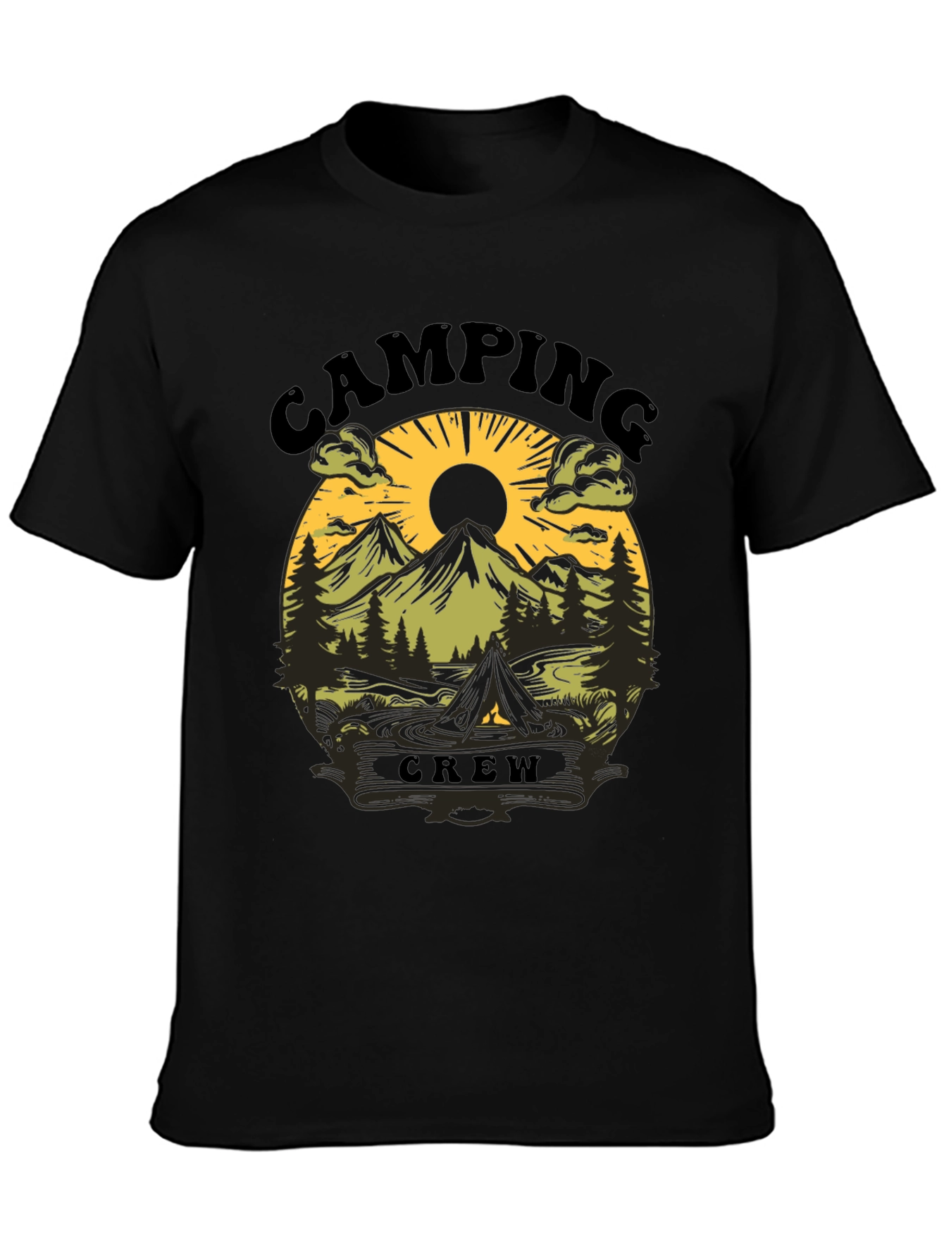 Camping Crew Black Graphic Tee