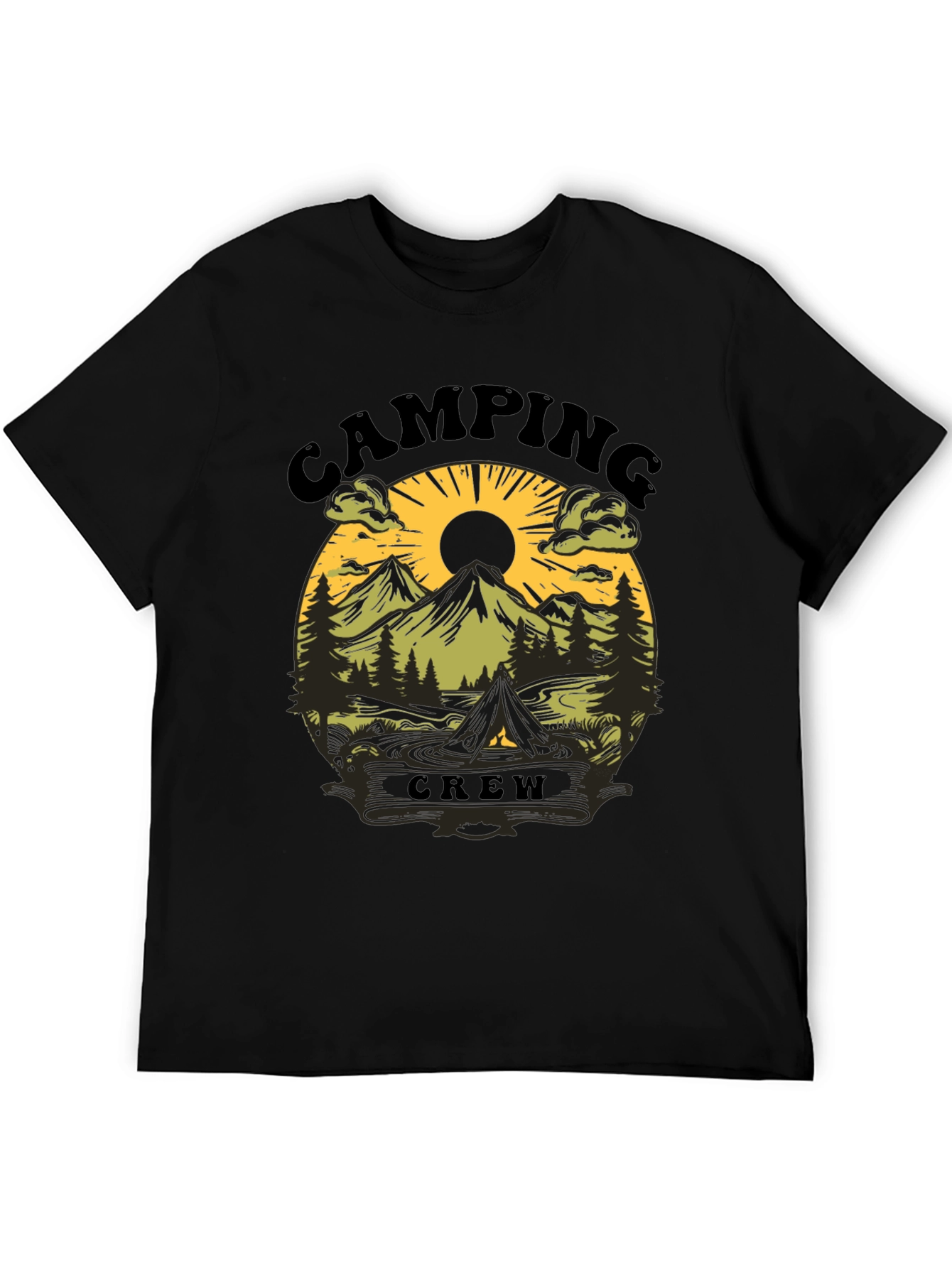 Camping Crew Black Graphic Tee