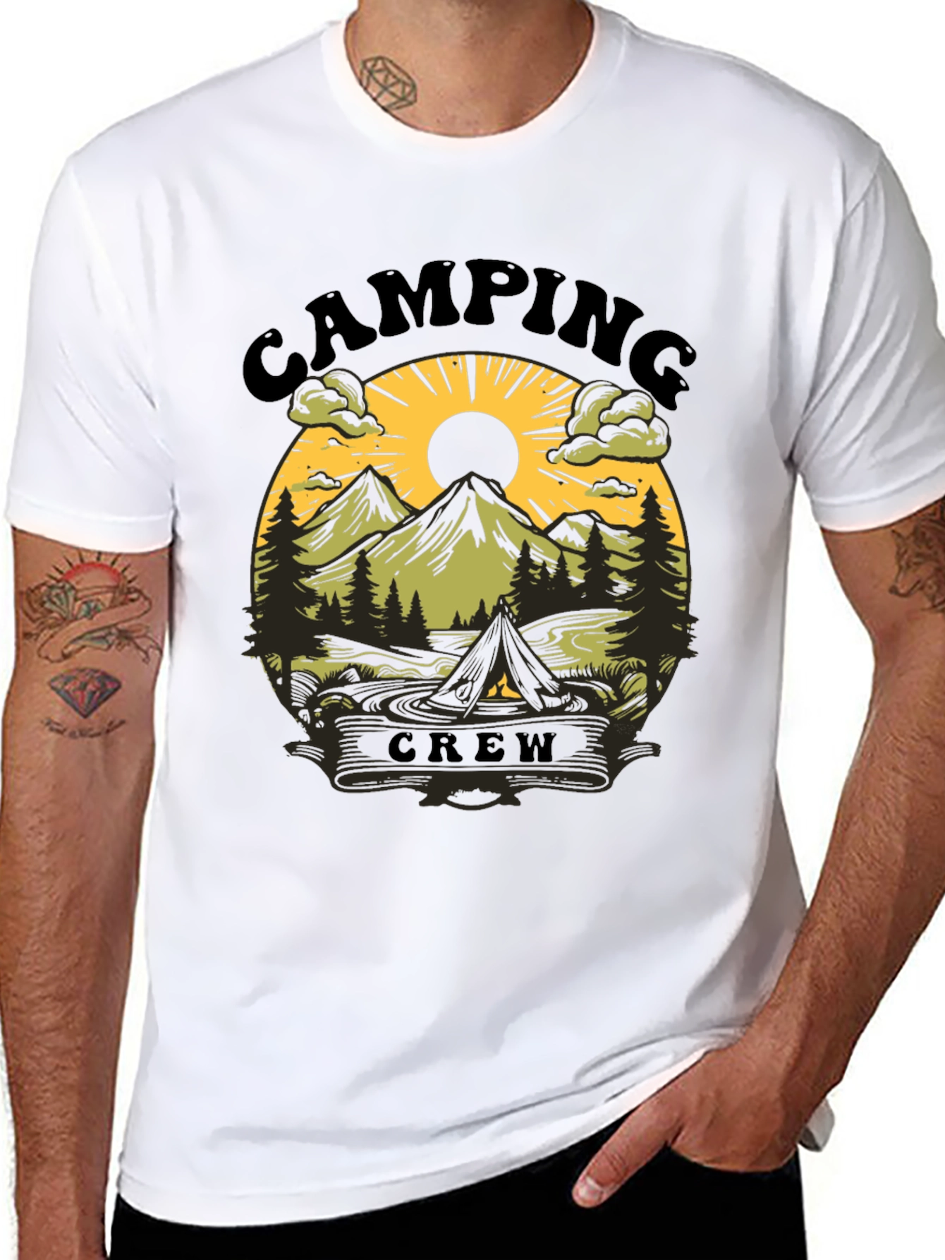 Camping Crew Black Graphic Tee