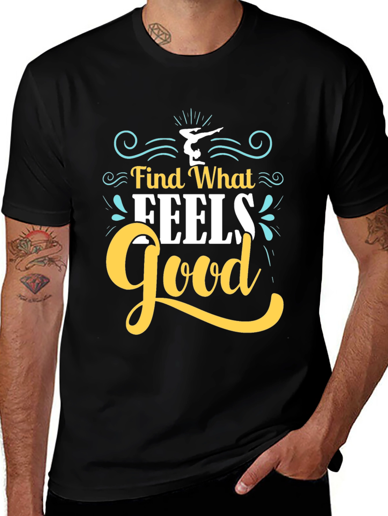 Find What Feels Good Black Graphic Tee