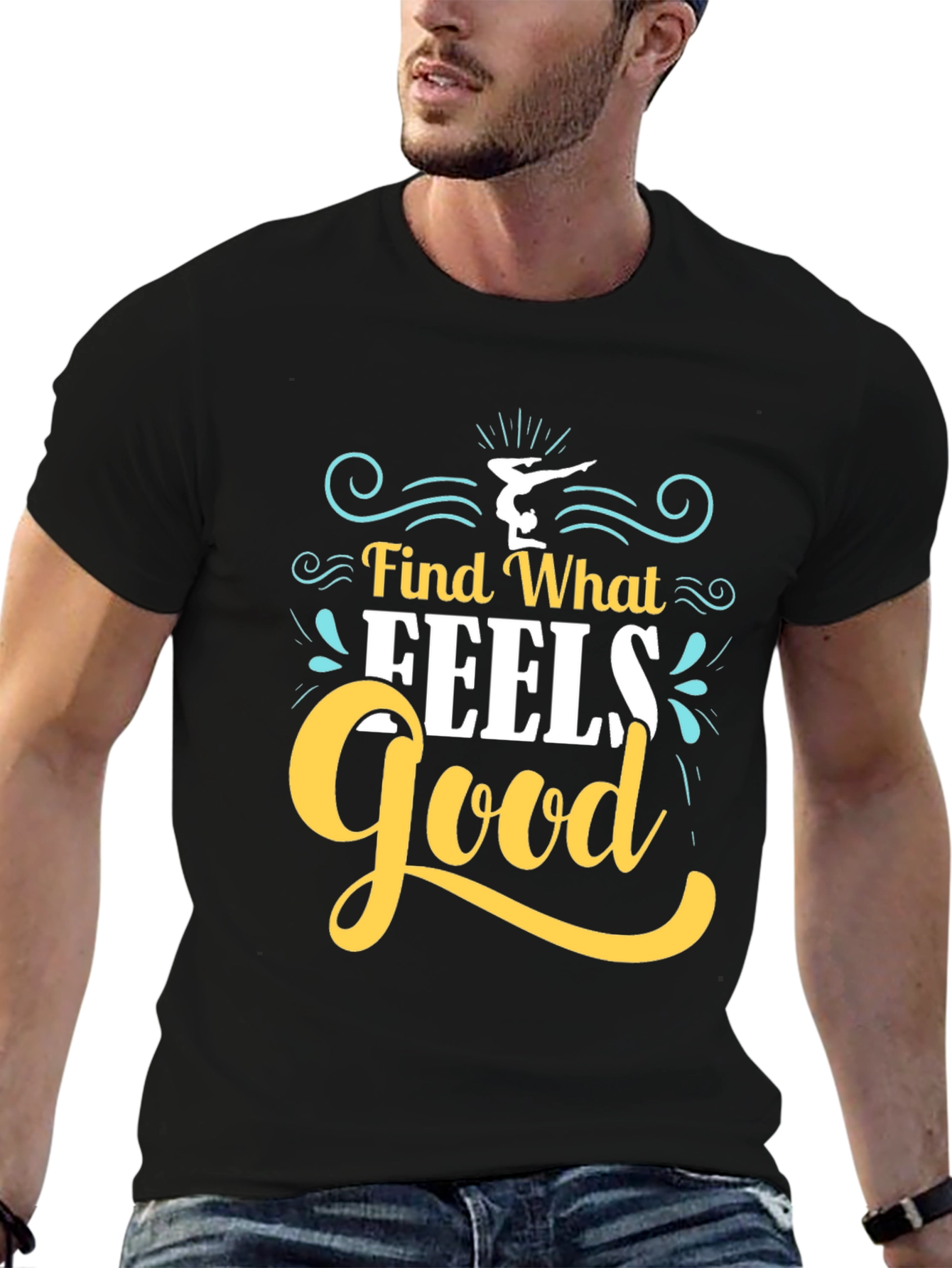Find What Feels Good Black Graphic Tee