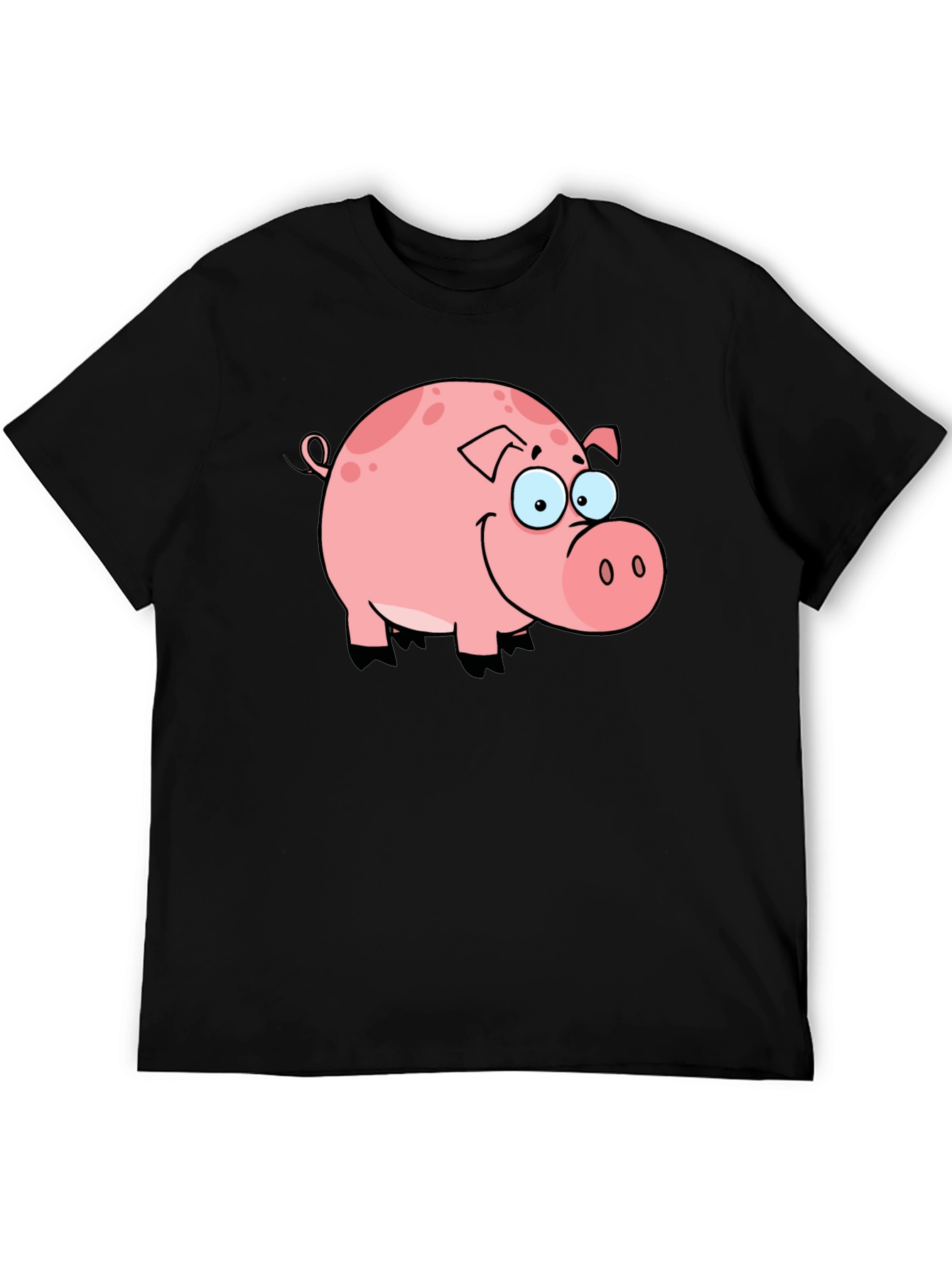 Cute Pig Graphic Black T-Shirt