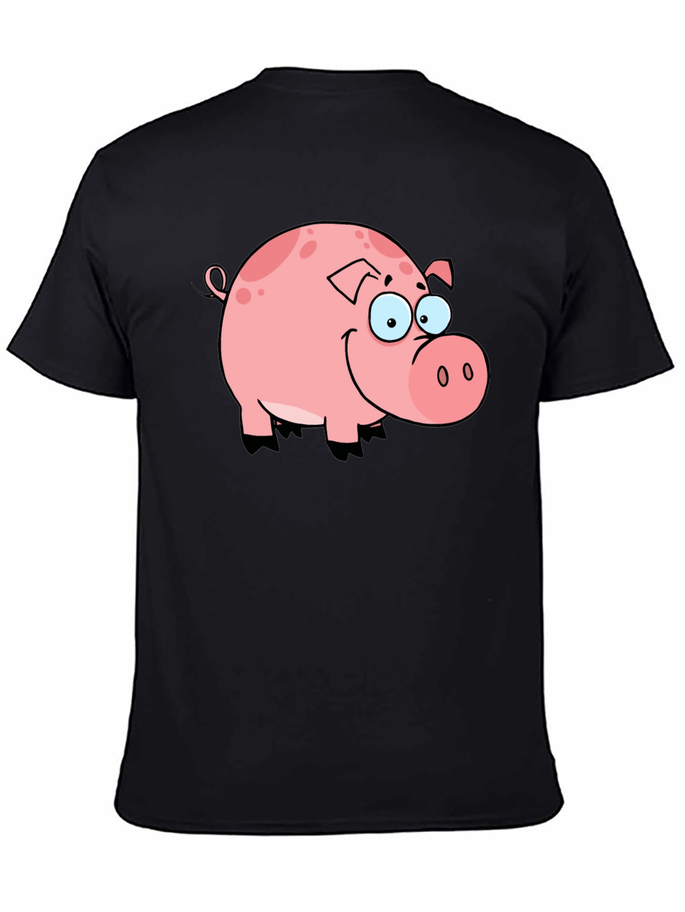 Cute Pig Graphic Black T-Shirt