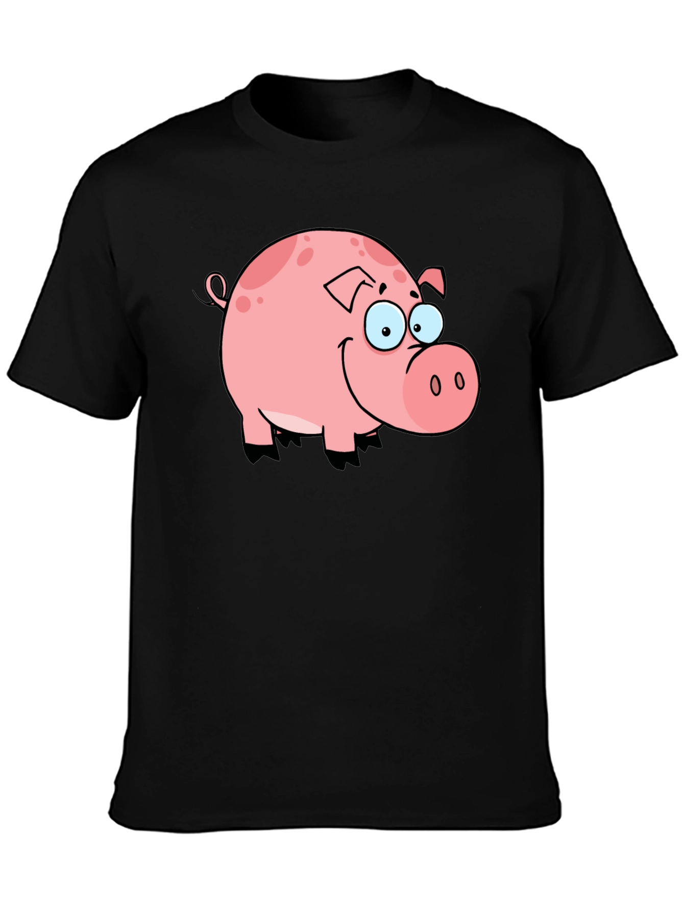 Cute Pig Graphic Black T-Shirt