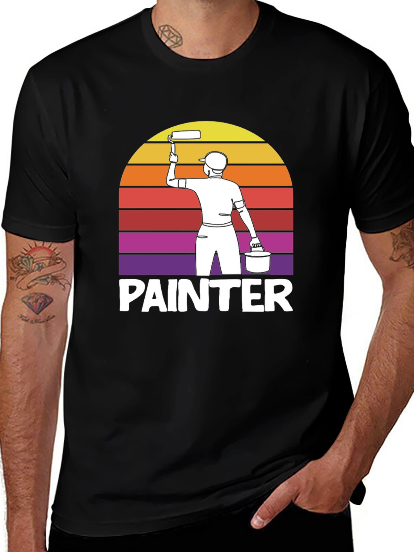 Painter Graphic Tee Retro Design - Artistic T-Shirt