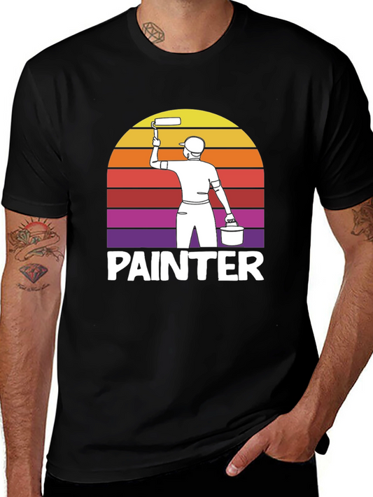 Painter Graphic Tee Retro Design - Artistic T-Shirt