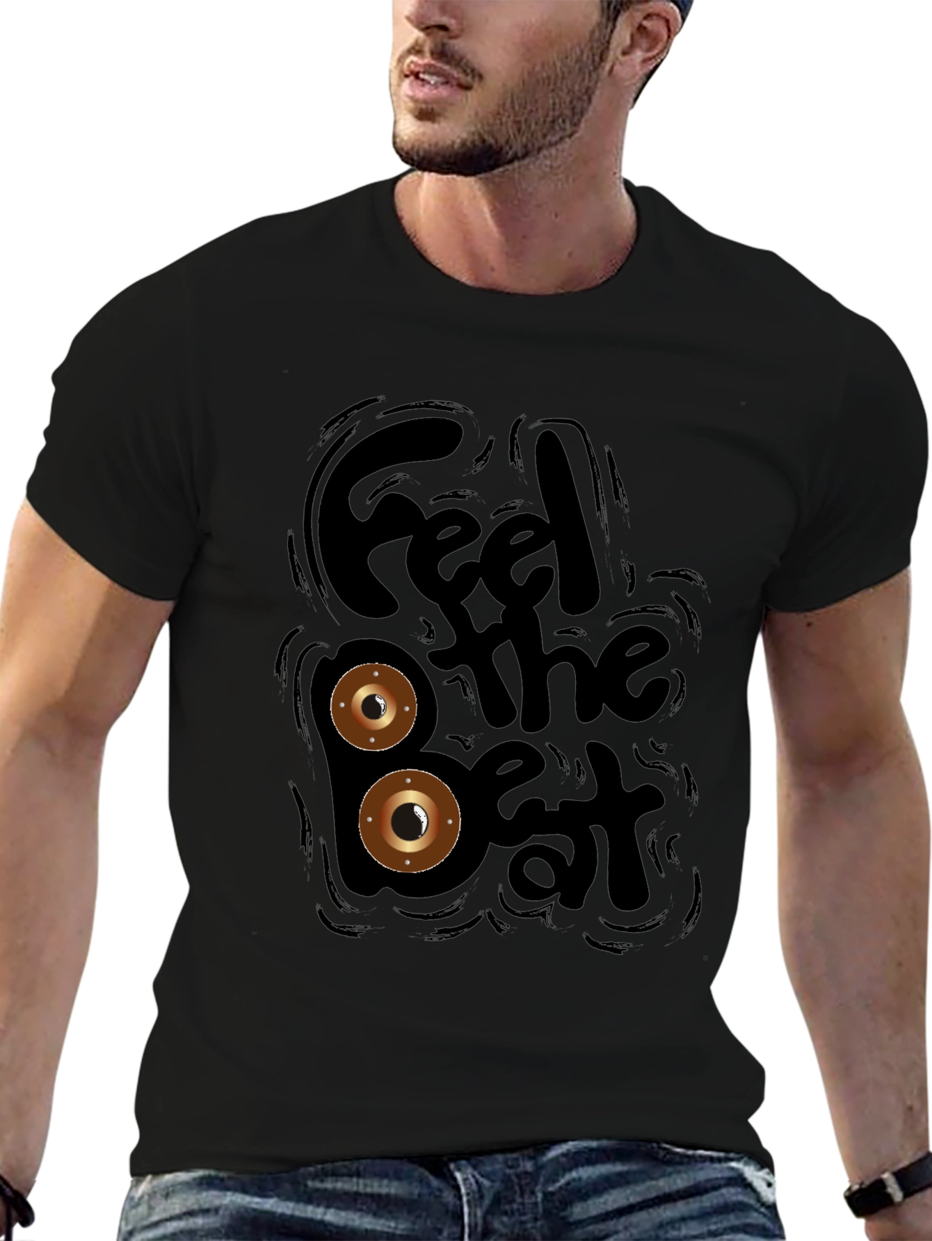 Feel the Beat Black Graphic Tee