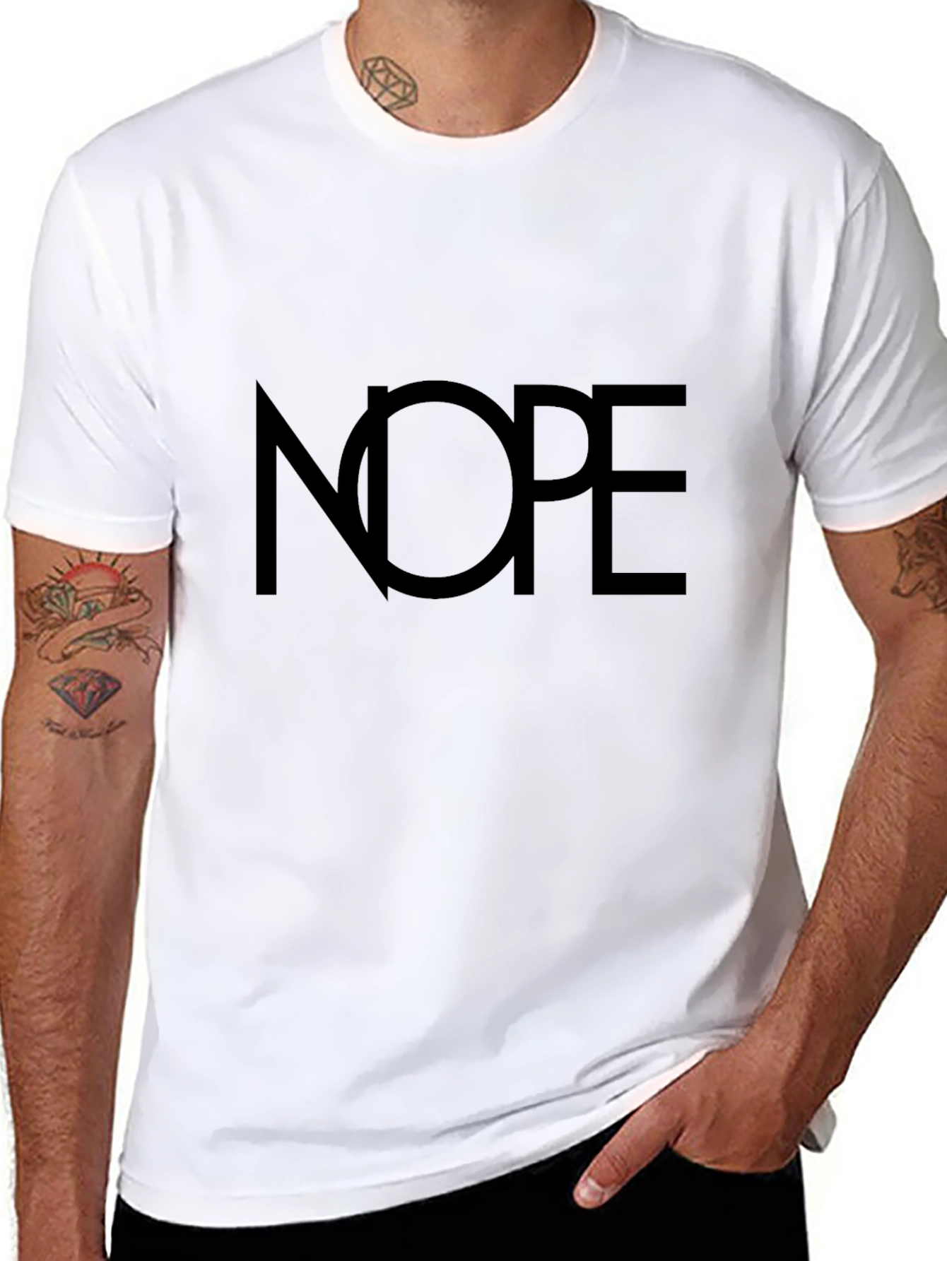 Nope Graphic Tee - Classic Crew Neck Black T-Shirt