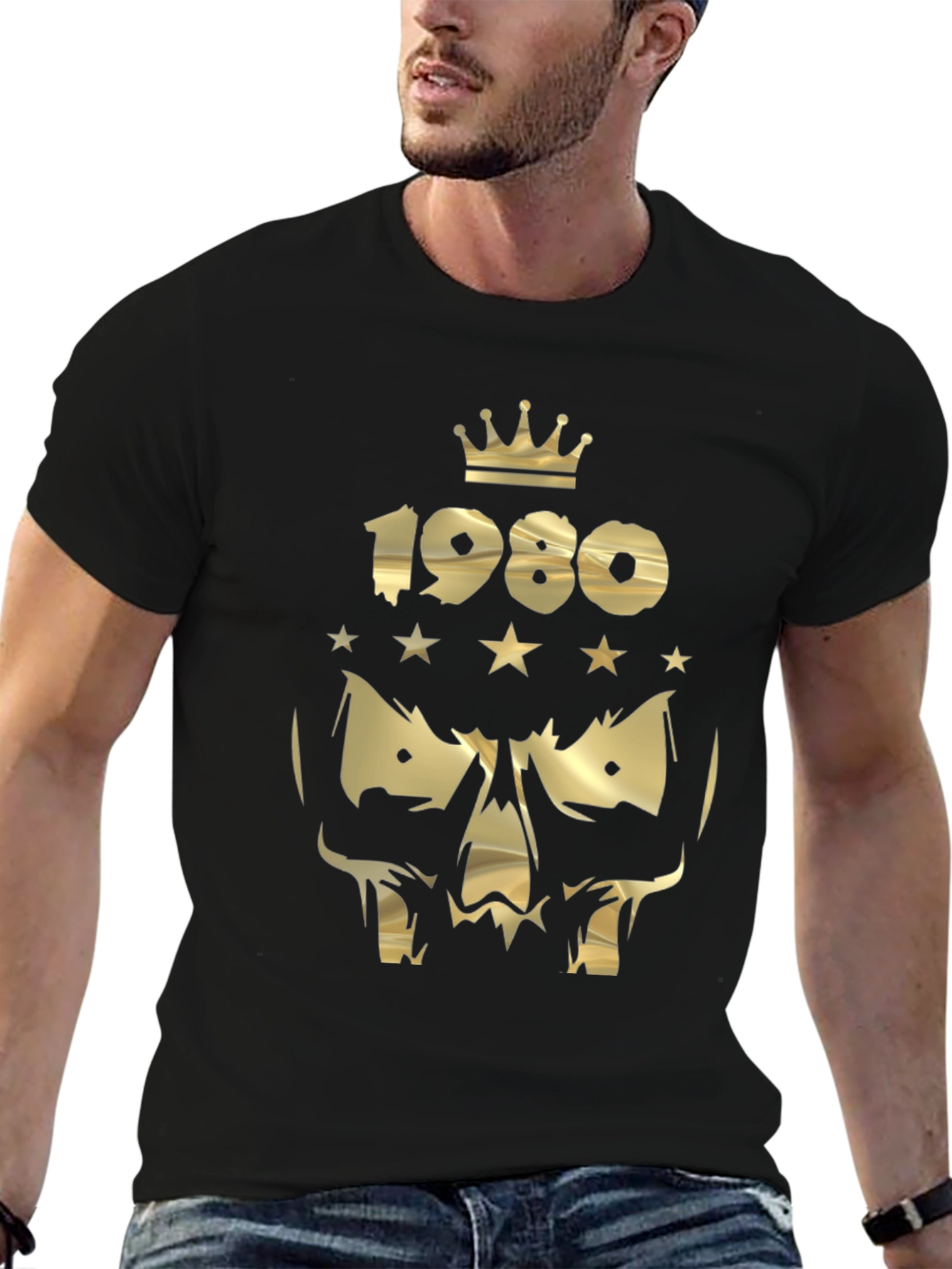 Gold 1980 Skull Crown Graphic Tee