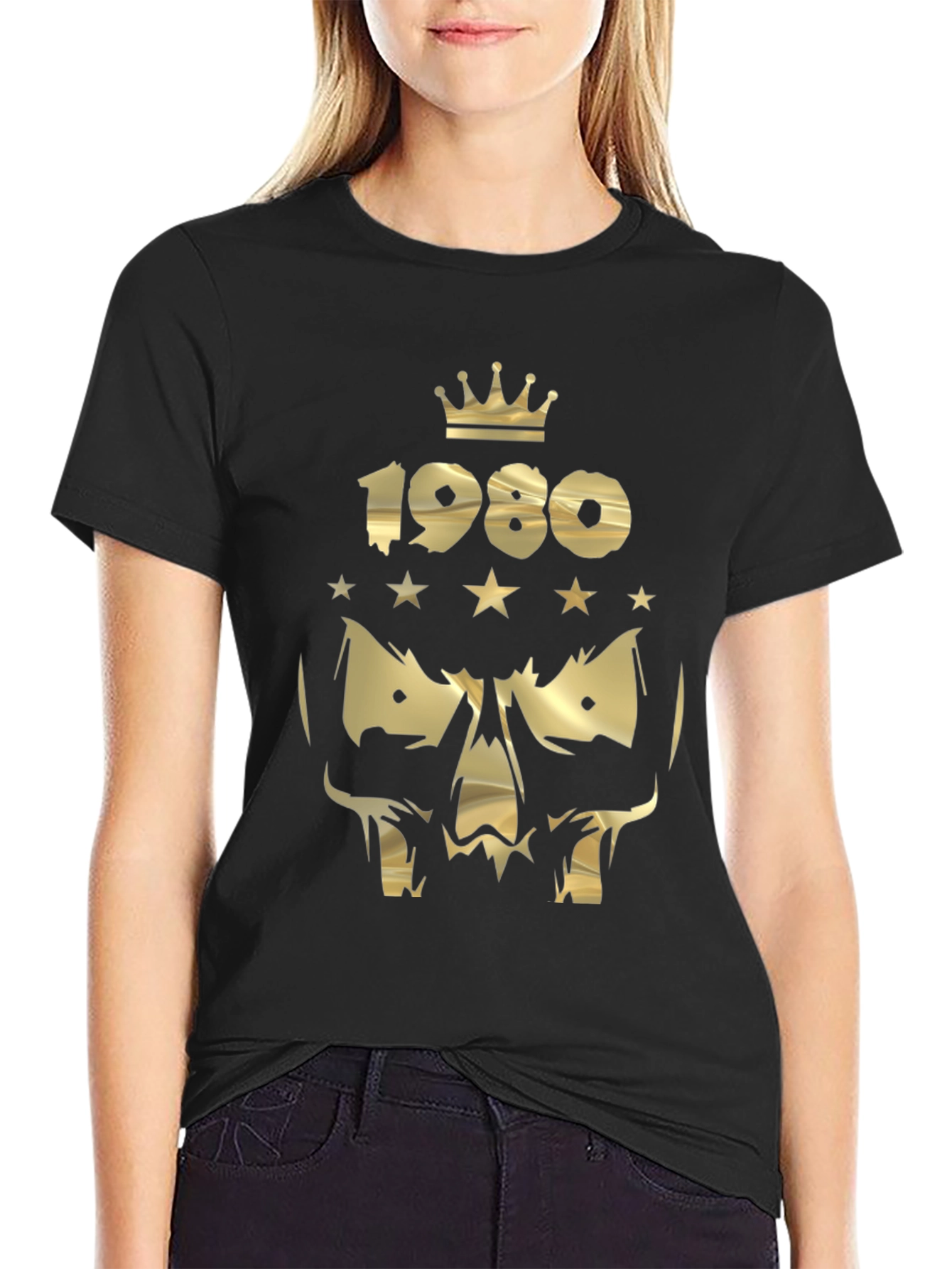 Gold 1980 Skull Crown Graphic Tee