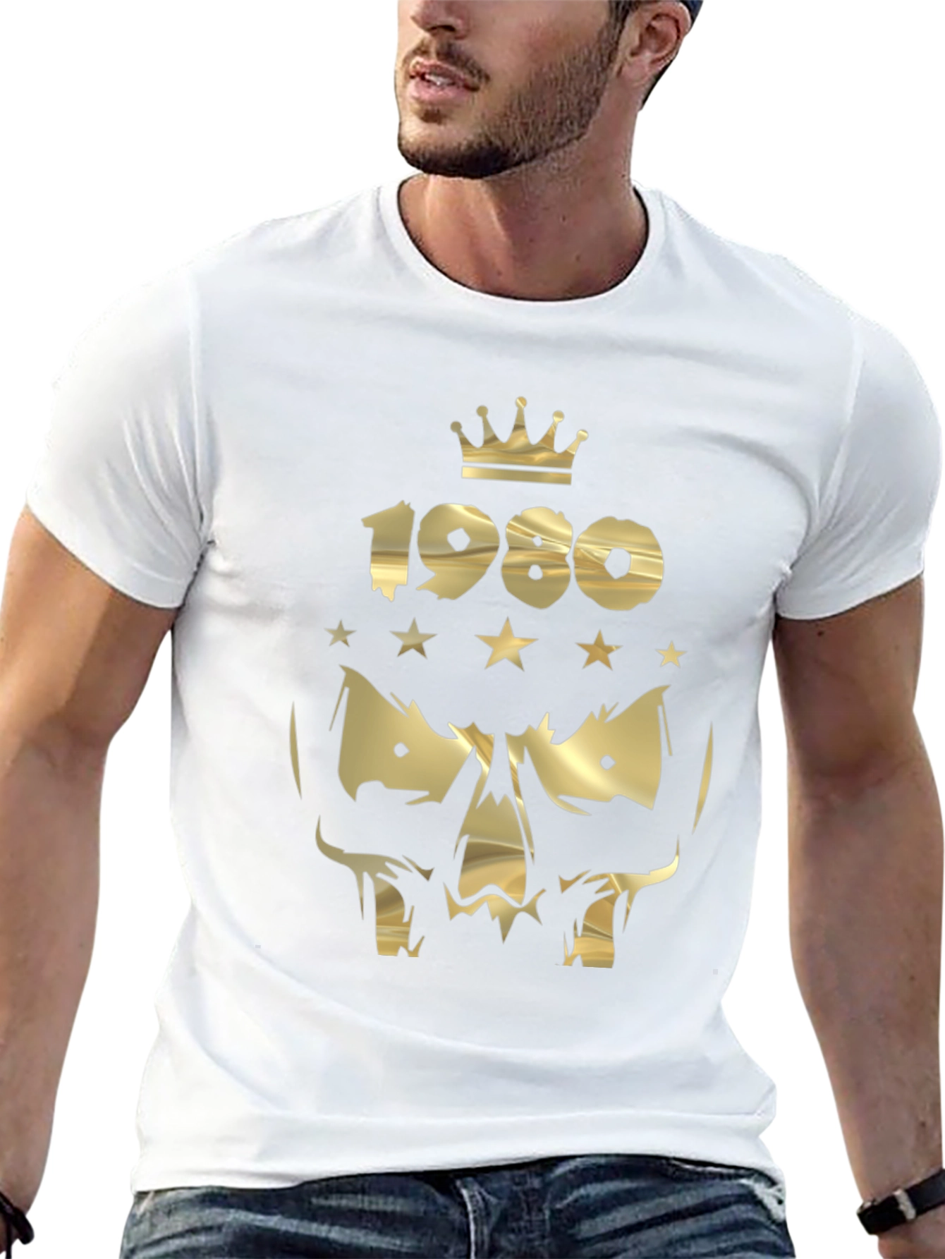 Gold 1980 Skull Crown Graphic Tee