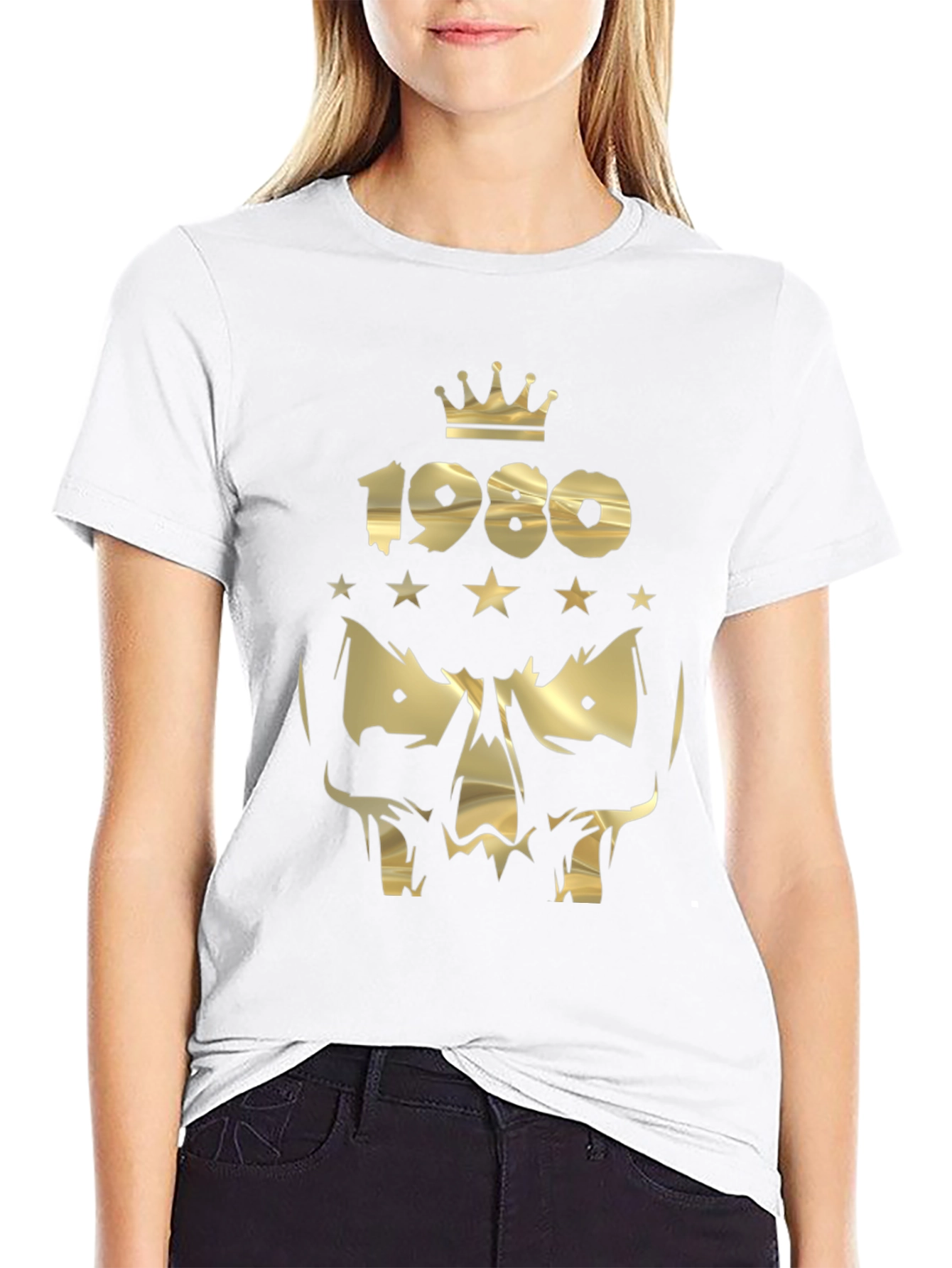 Gold 1980 Skull Crown Graphic Tee