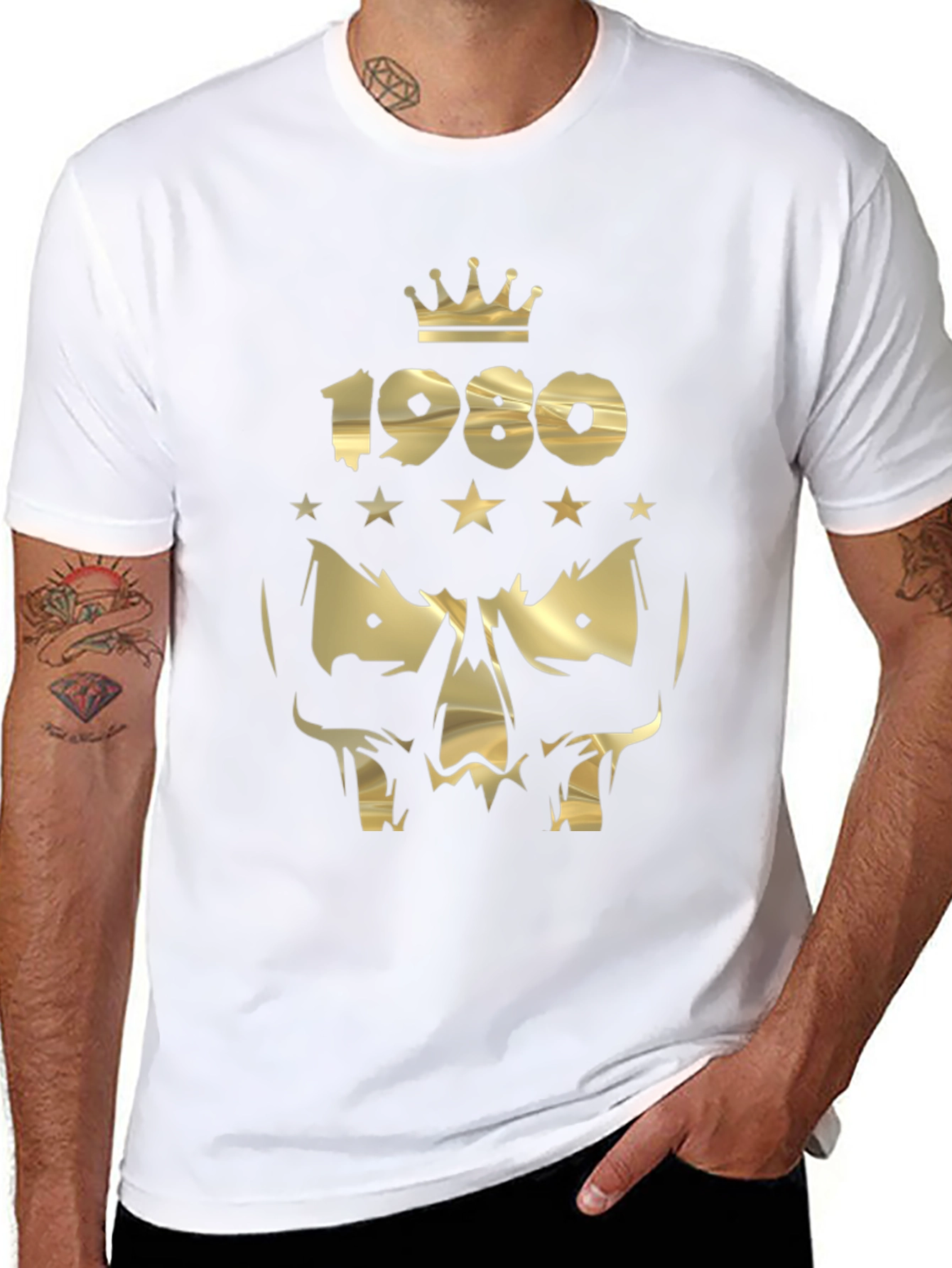 Gold 1980 Skull Crown Graphic Tee