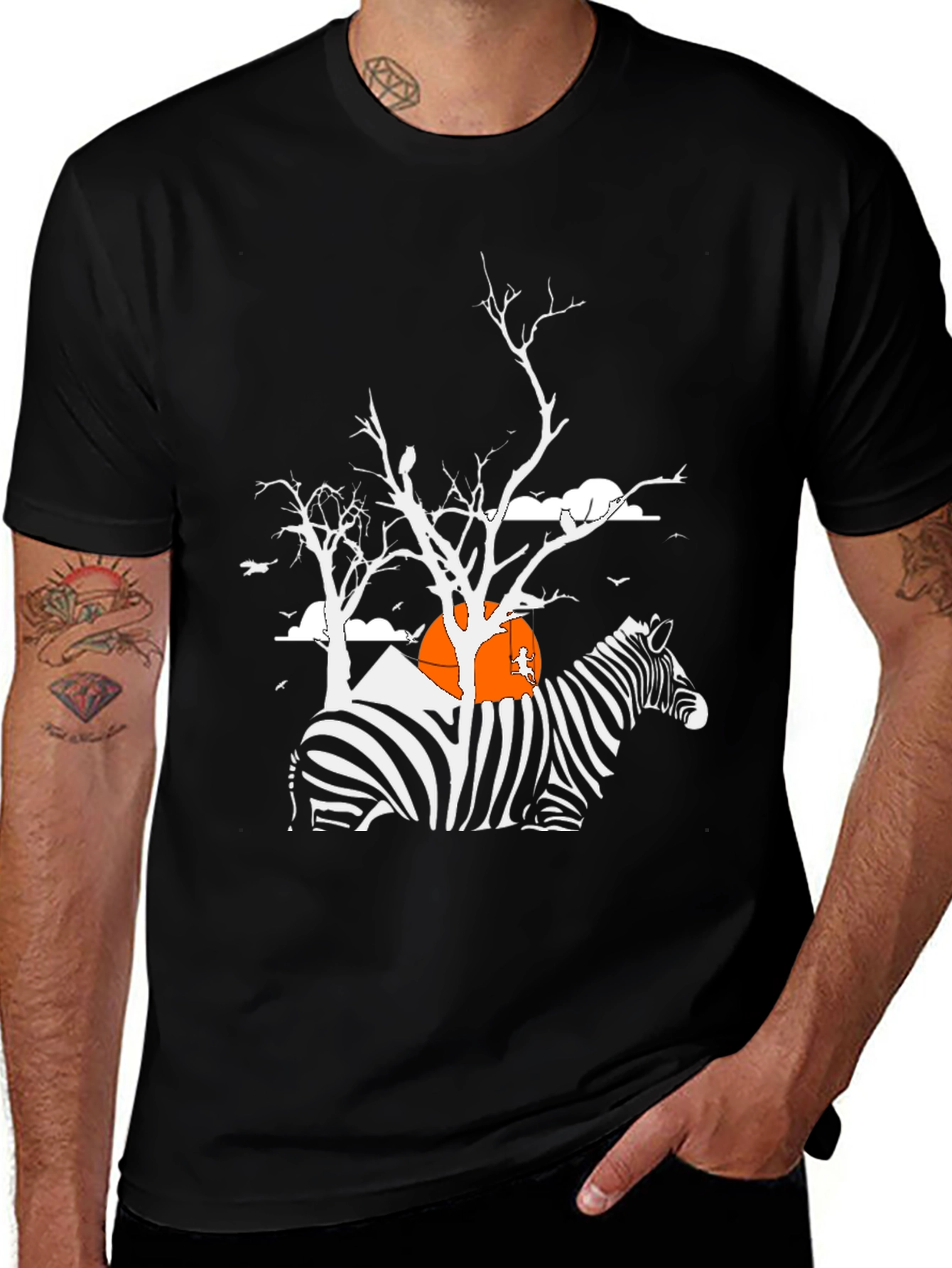 Zebra Silhouette Graphic Tee - Mens Black T-Shirt