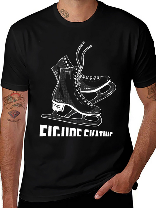 Figure Skating T-Shirt - Black Cotton Tee for Ice Skating Fans