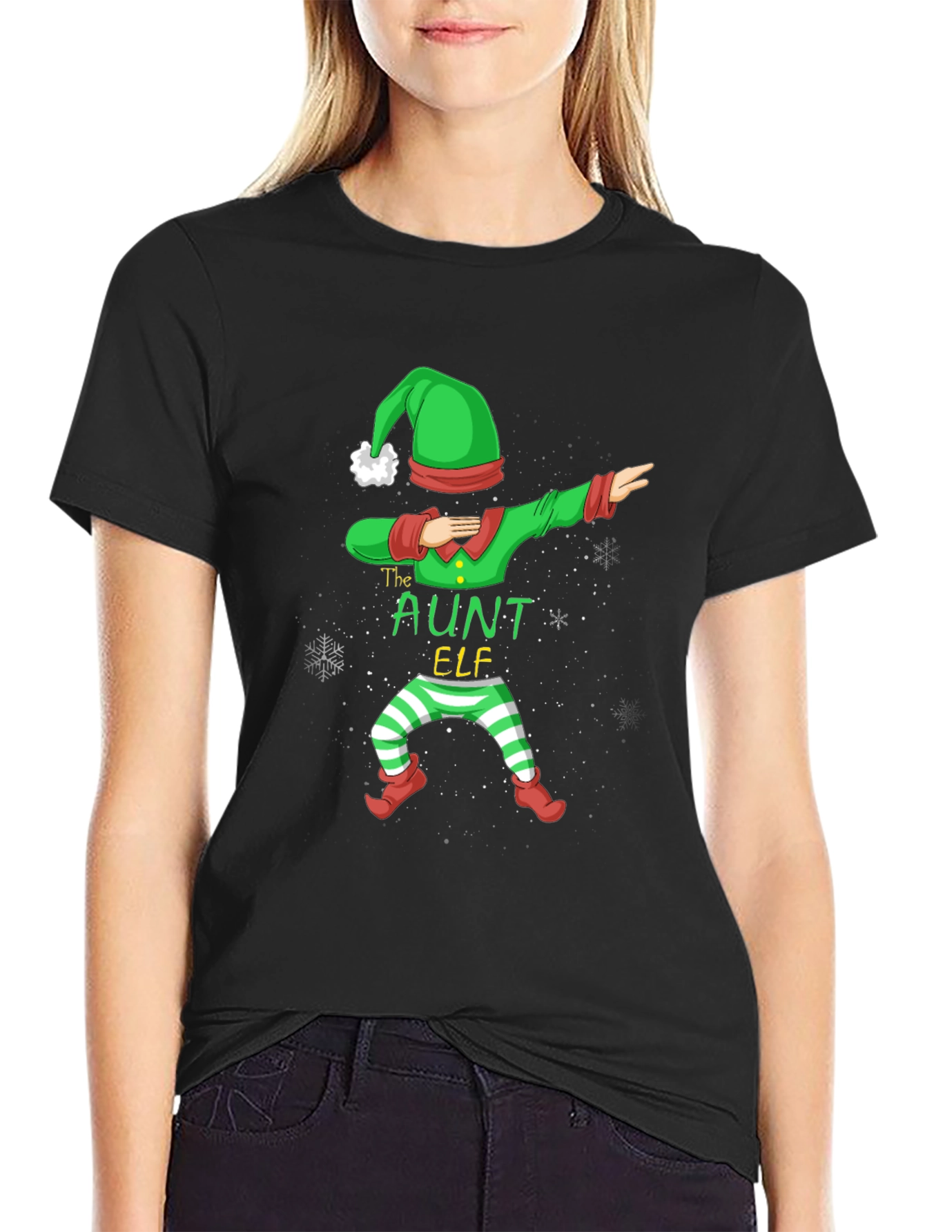 Dabbing Aunt Elf Holiday T-Shirt