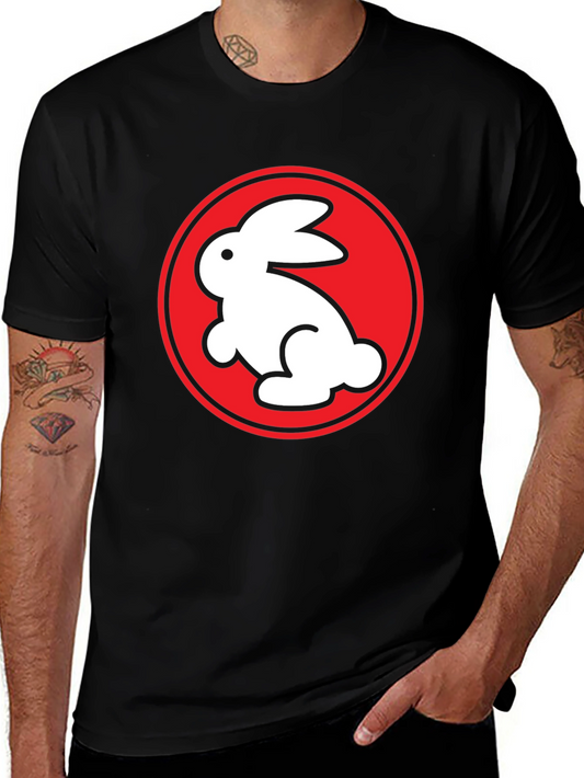 Rabbit Graphic Tee - Black Crew Neck