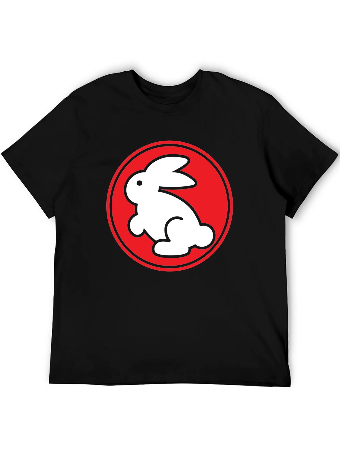 Rabbit Graphic Tee - Black Crew Neck