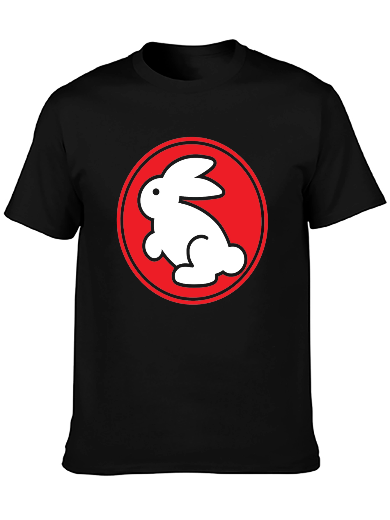 Rabbit Graphic Tee - Black Crew Neck