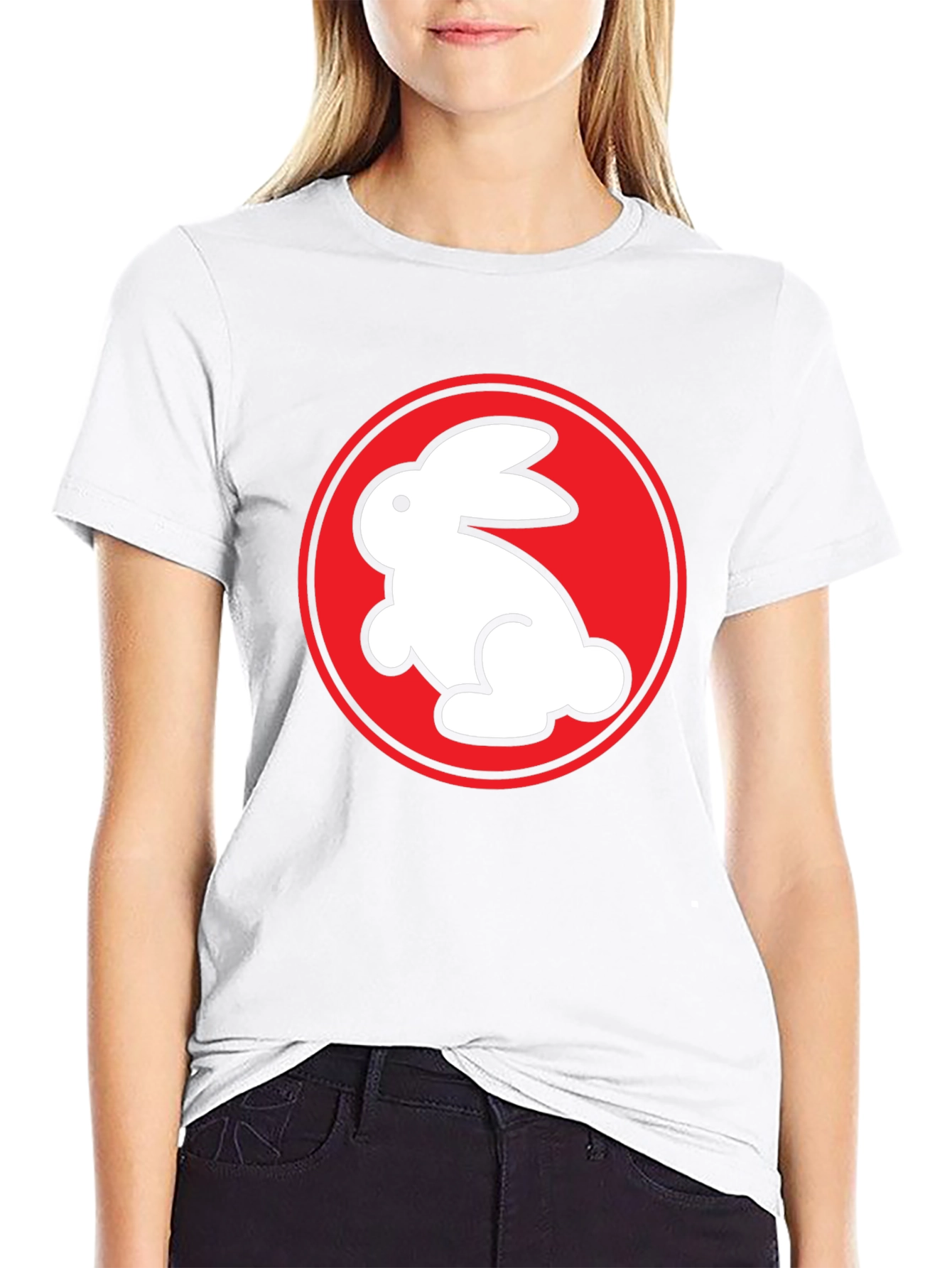 Rabbit Graphic Tee - Black Crew Neck