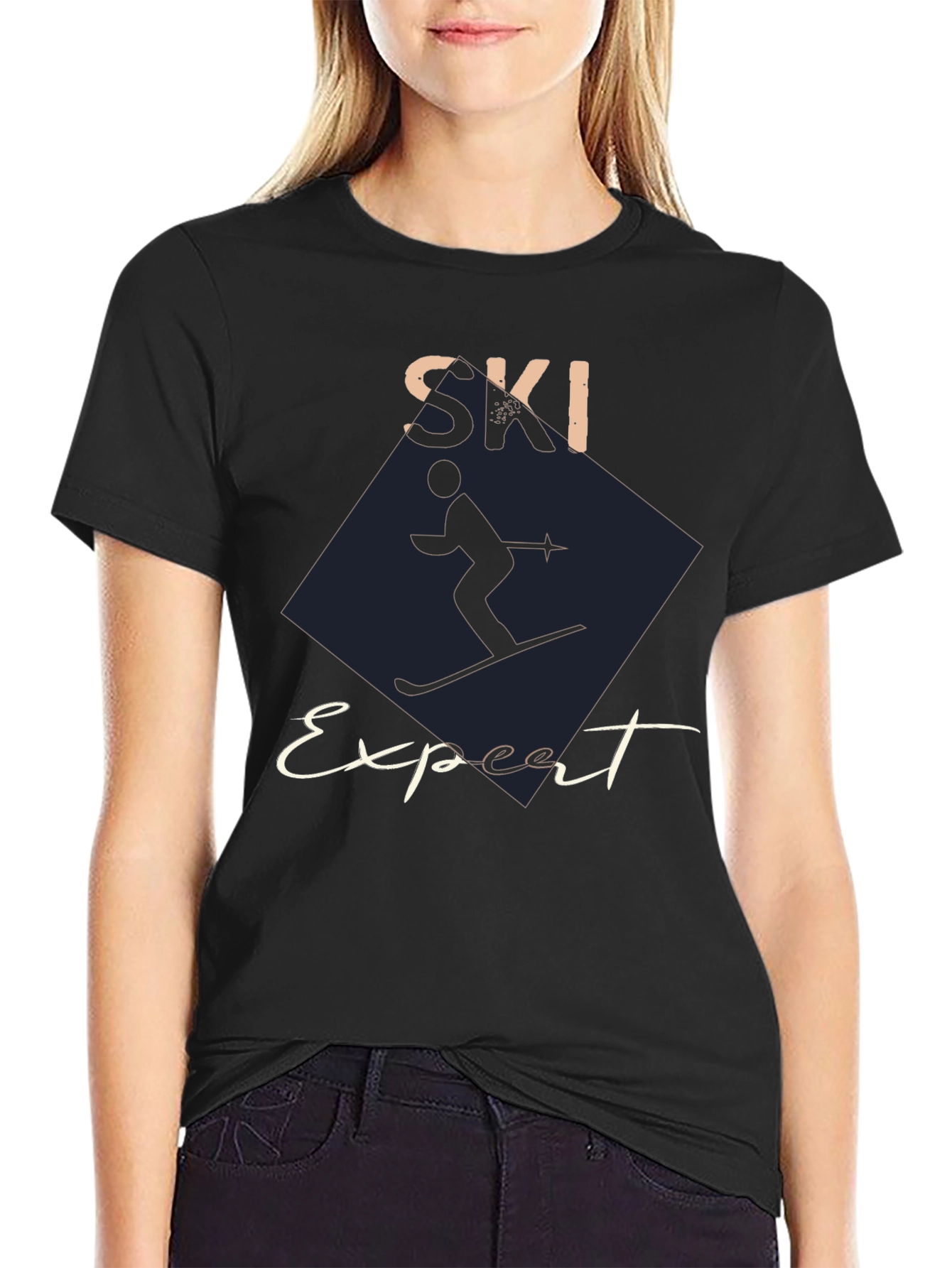 Ski Expert Graphic Tee - Black Cotton T-Shirt