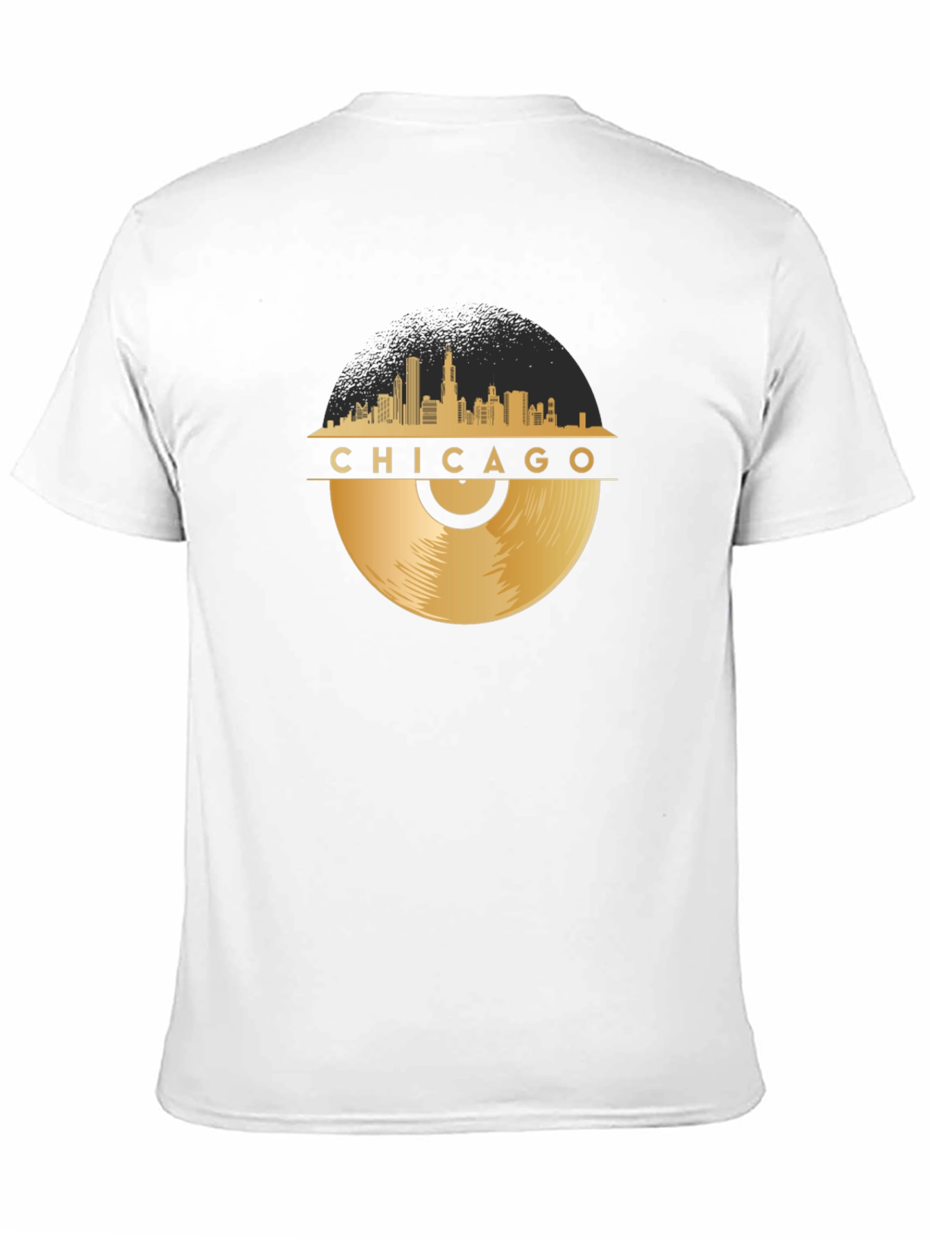 Chicago Skyline Vinyl Record Graphic T-Shirt