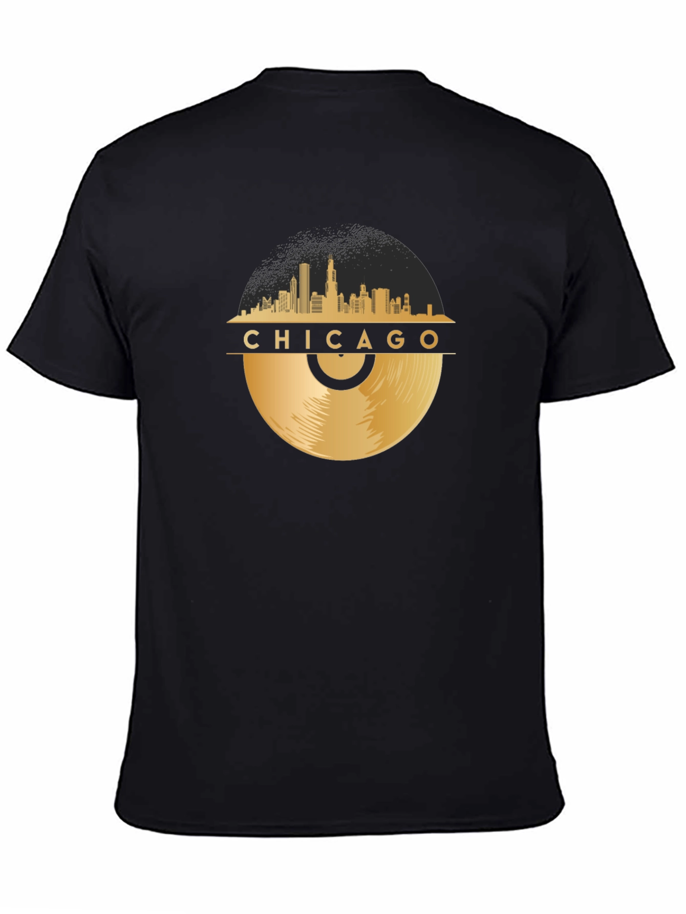 Chicago Skyline Vinyl Record Graphic T-Shirt
