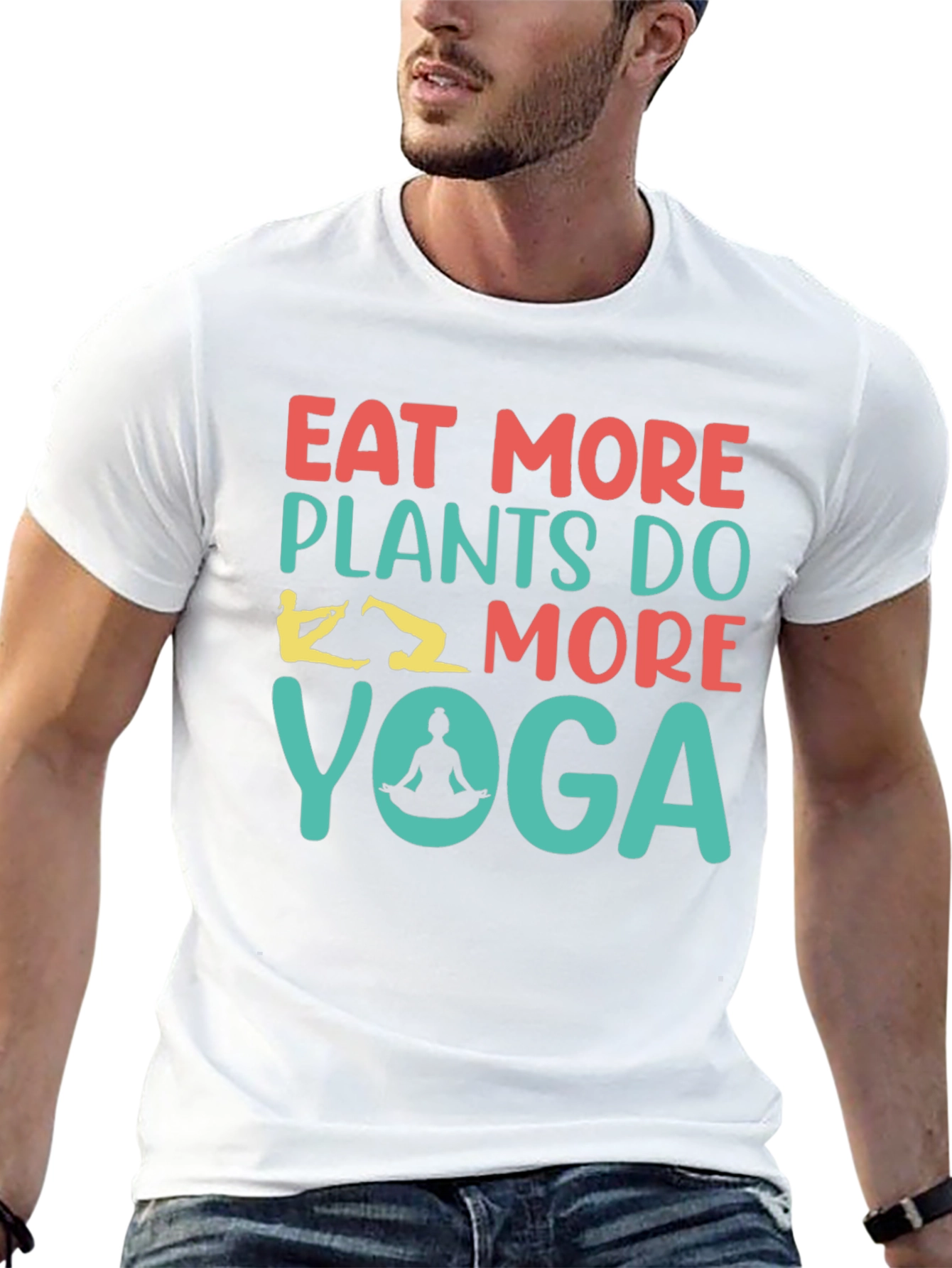 Eat More Plants Yoga Black T-Shirt