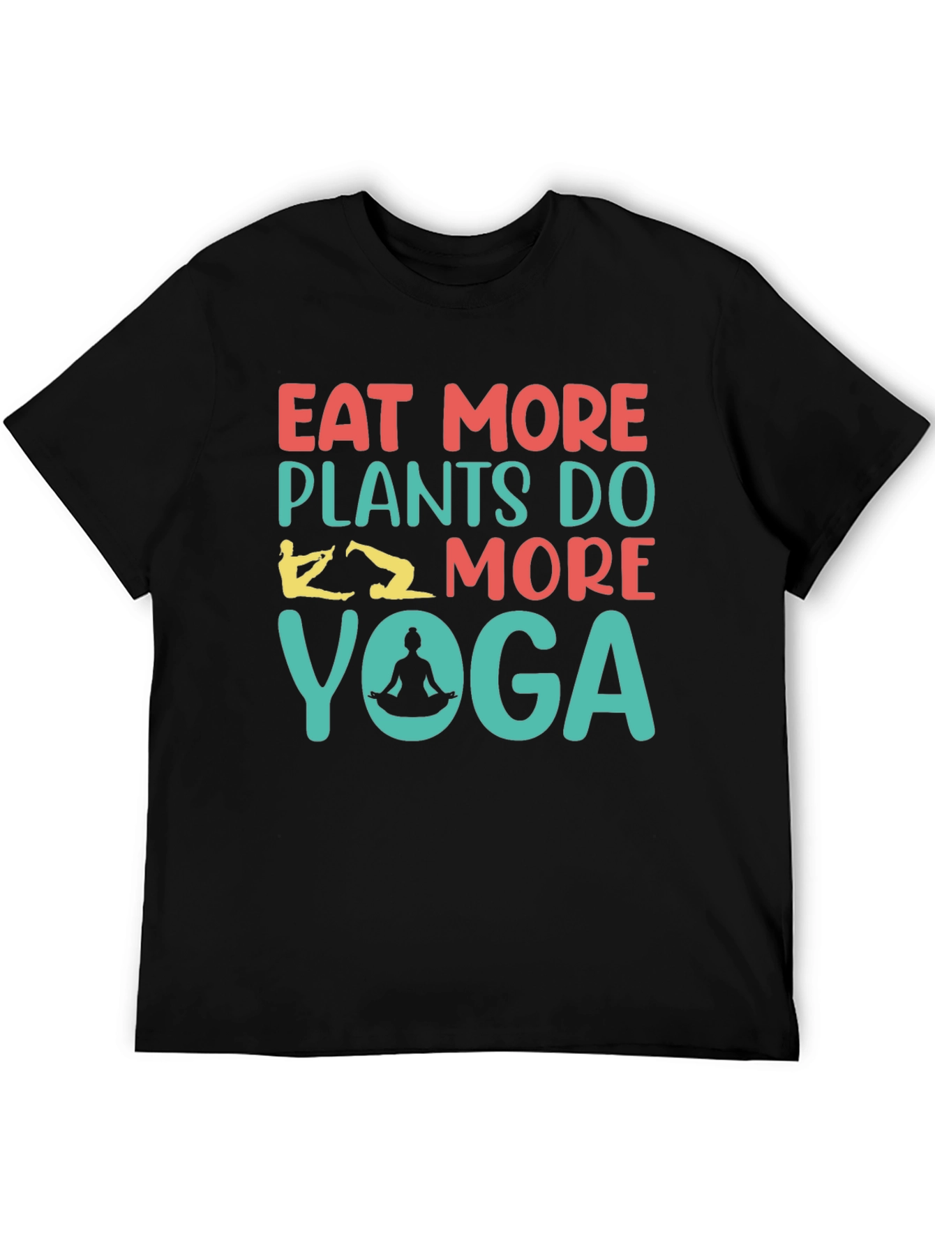 Eat More Plants Yoga Black T-Shirt