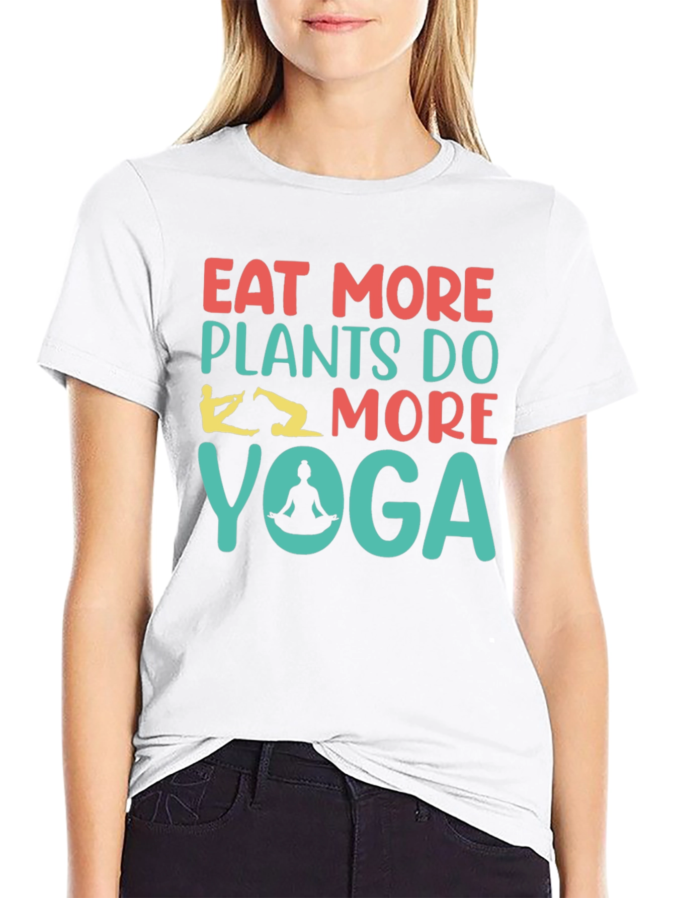 Eat More Plants Yoga Black T-Shirt