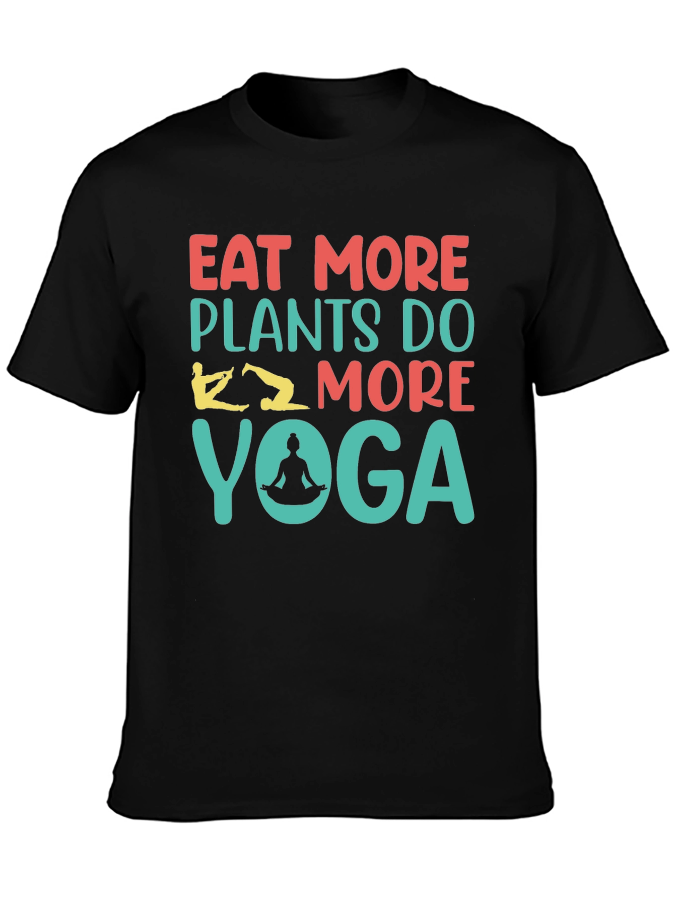 Eat More Plants Yoga Black T-Shirt