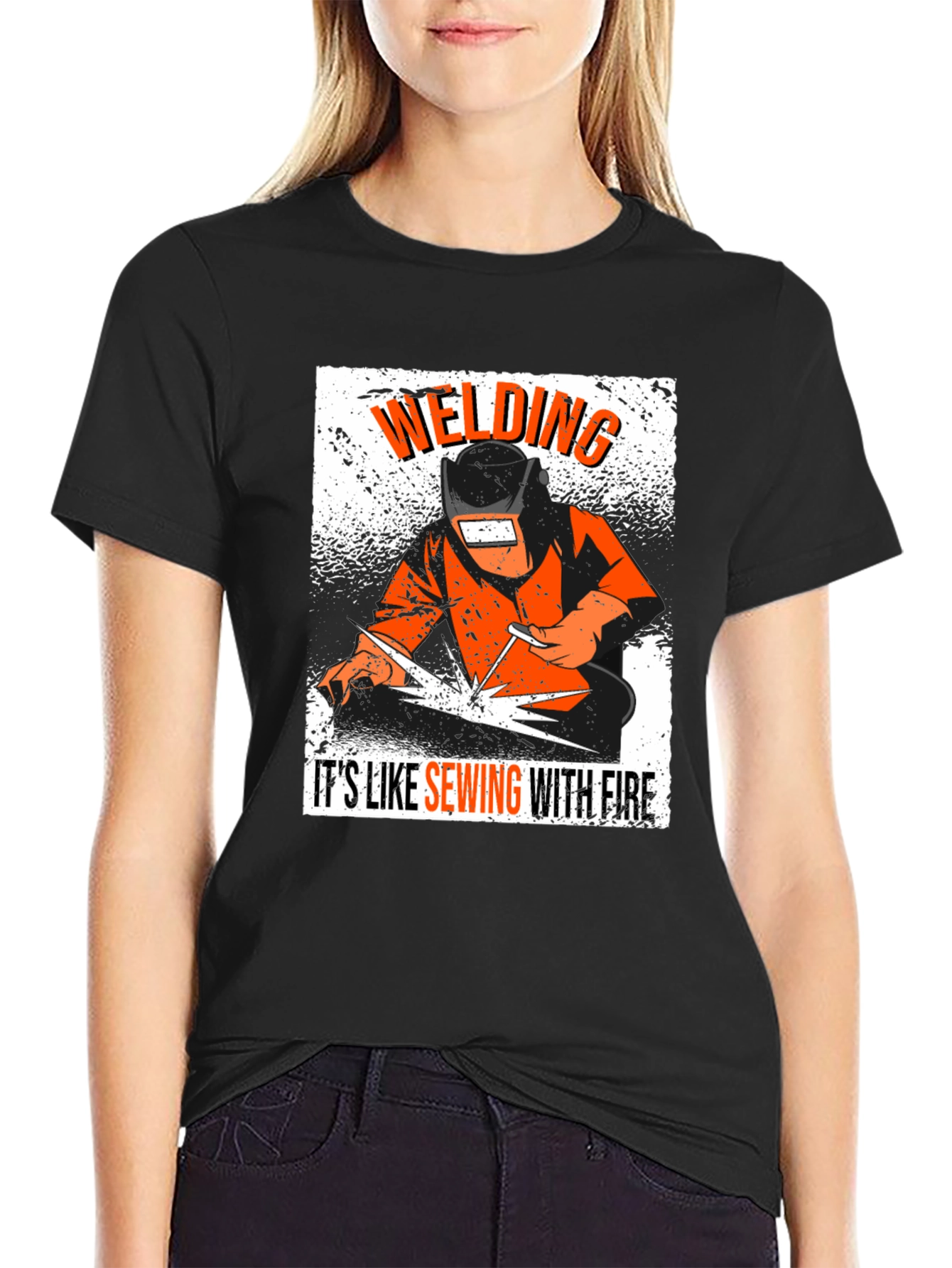 Welding Like Sewing With Fire Black T-Shirt