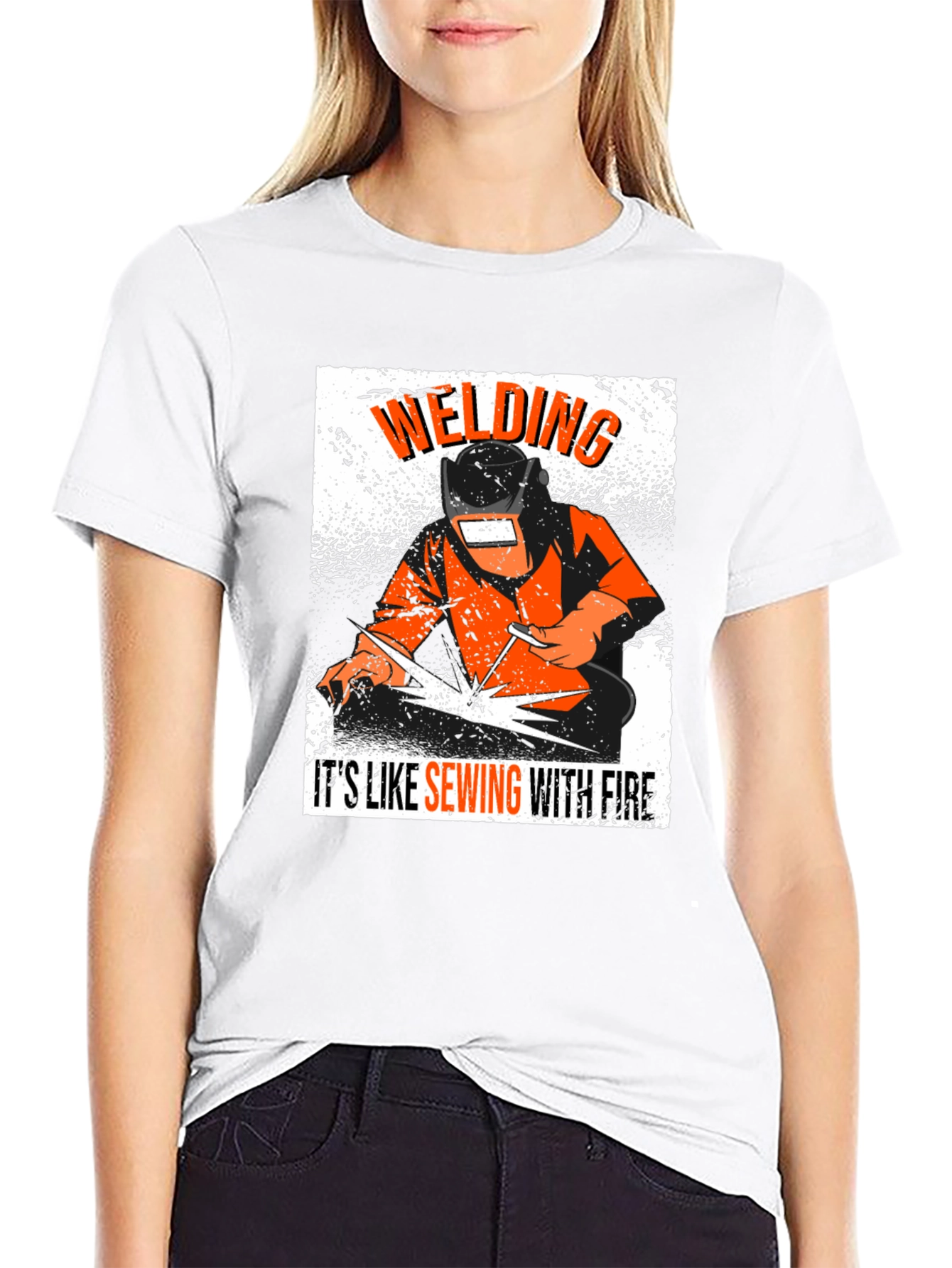 Welding Like Sewing With Fire Black T-Shirt