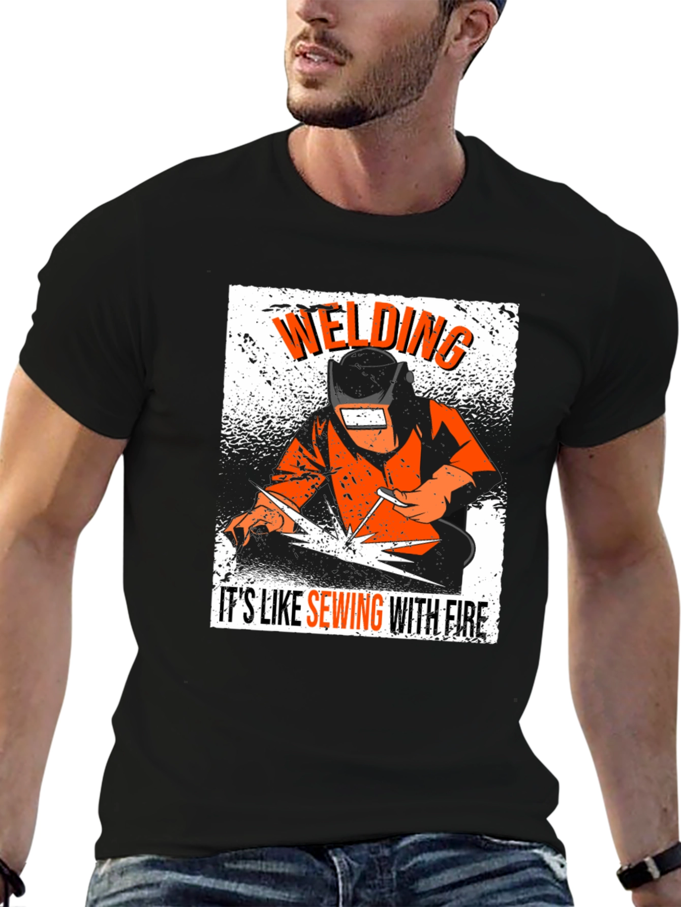 Welding Like Sewing With Fire Black T-Shirt